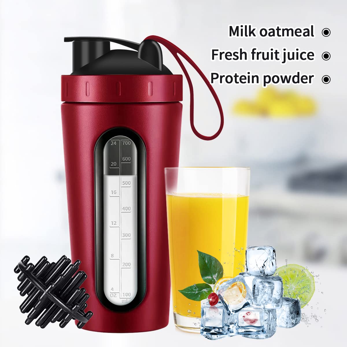 Protein Shaker Bottle, 28Oz Shaker Bottles For Protein Mixes And Pre Workout, Visible Window