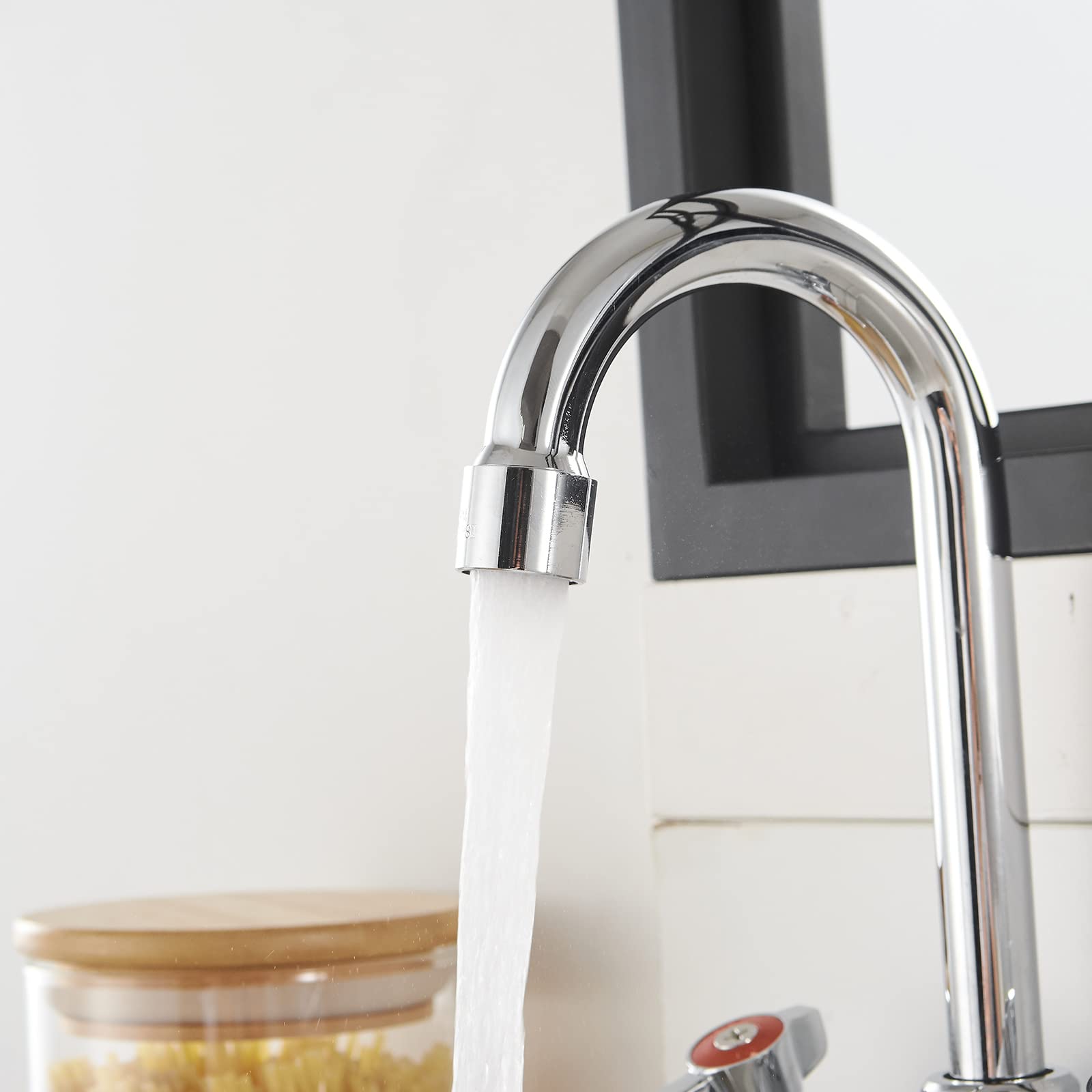 Bathfinesse Kitchen Sink Faucet Wall Mount 4" Center Commercial Kitchen Sink Faucet With 3-1/2" Gooseneck Spout Two Lever Handles Brass Constructed Mixer Tap Chrome Polished