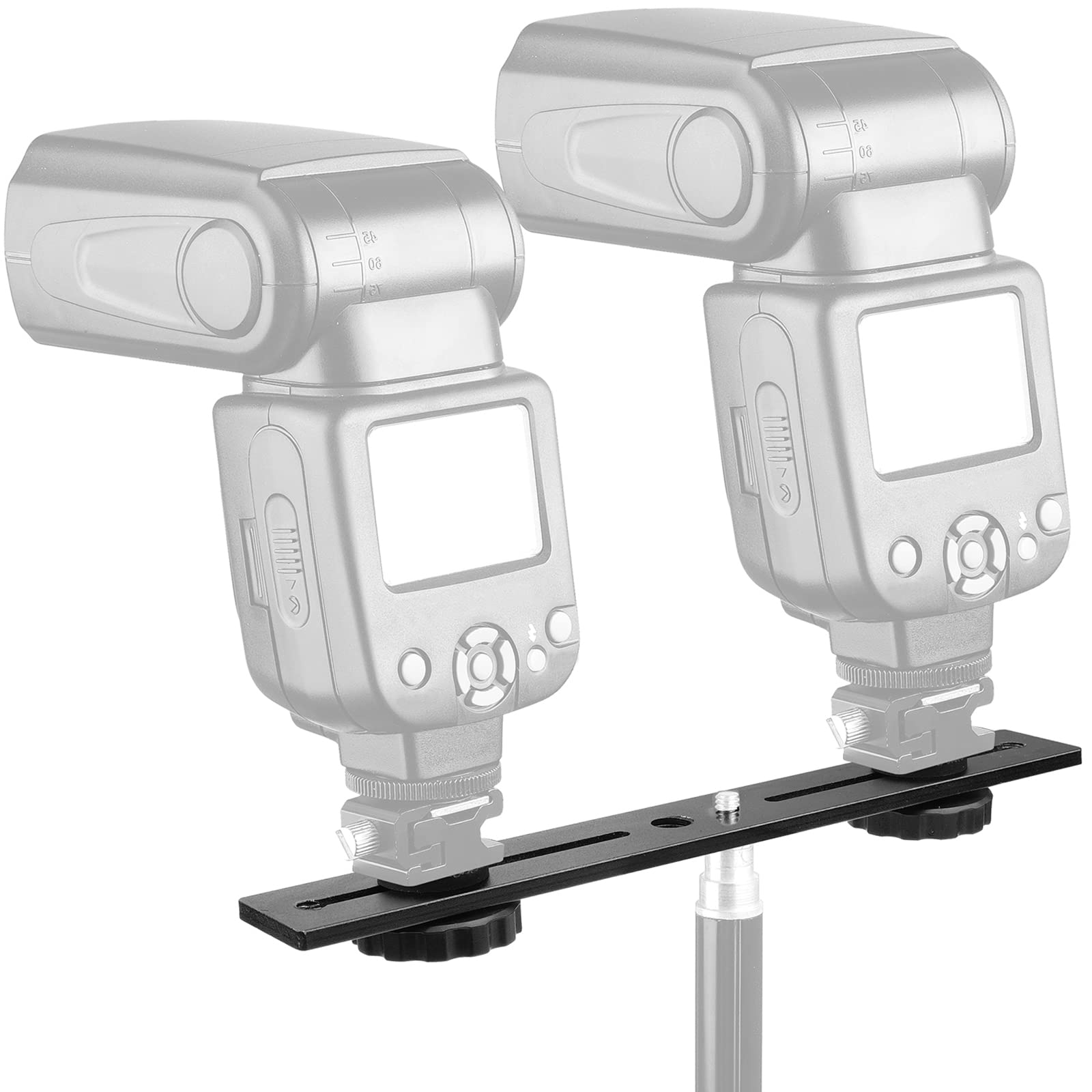 Chromlives Dual Camera Mount Flash Extension Bar, 8"/20.3Cm Tripod Bracket Mount, 1/4'' Dual Hot Shoe Mount For Camera Compatible With Led Light, Dslr Camera, Tripod And More