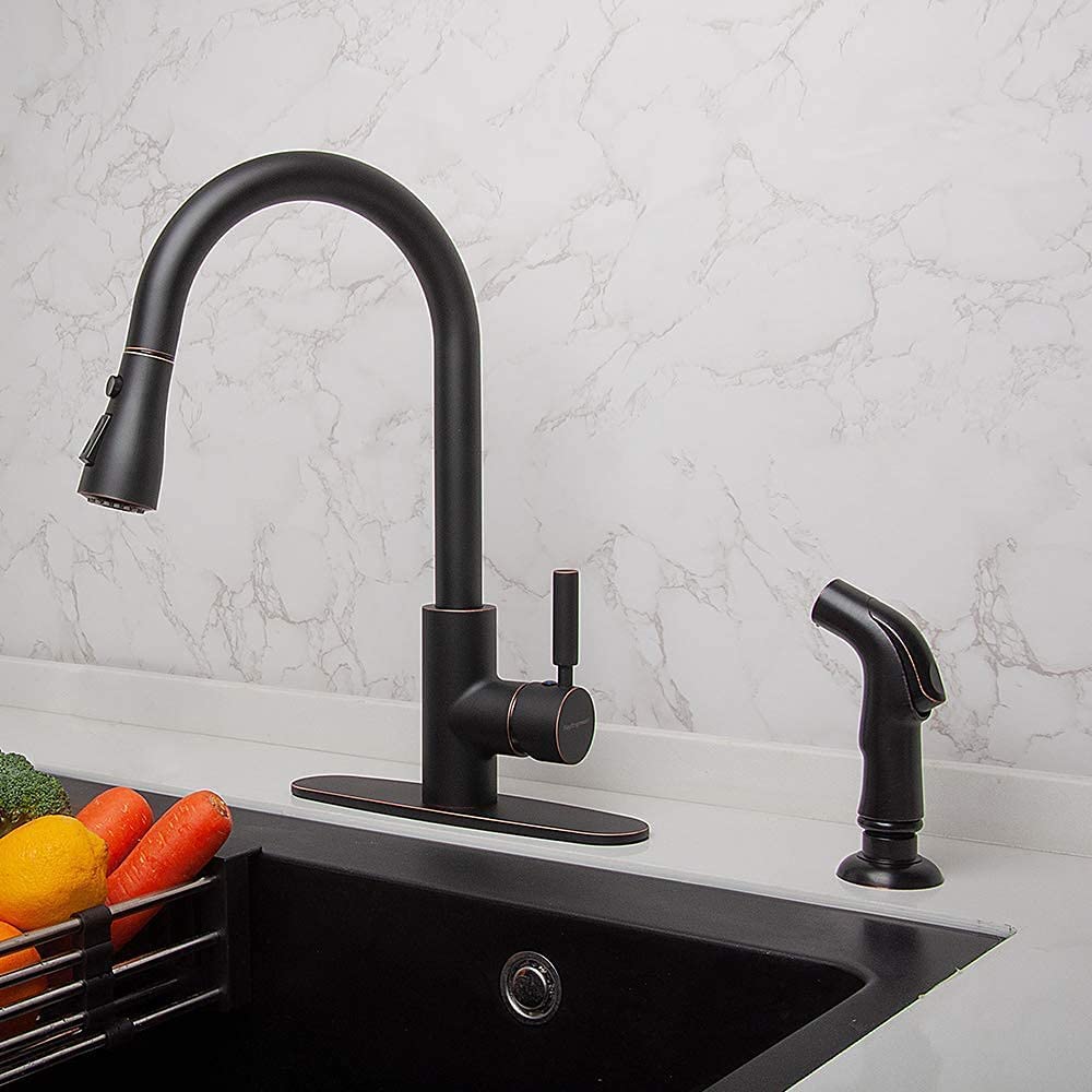Houtingmaan Kitchen Sink Sprayer Replacement - Kitchen Sprayer Replacement, Side Sprayer For Kitchen Sink, Sink Sprayer Head With Hose And Holder, Oil Rubbed Bronze