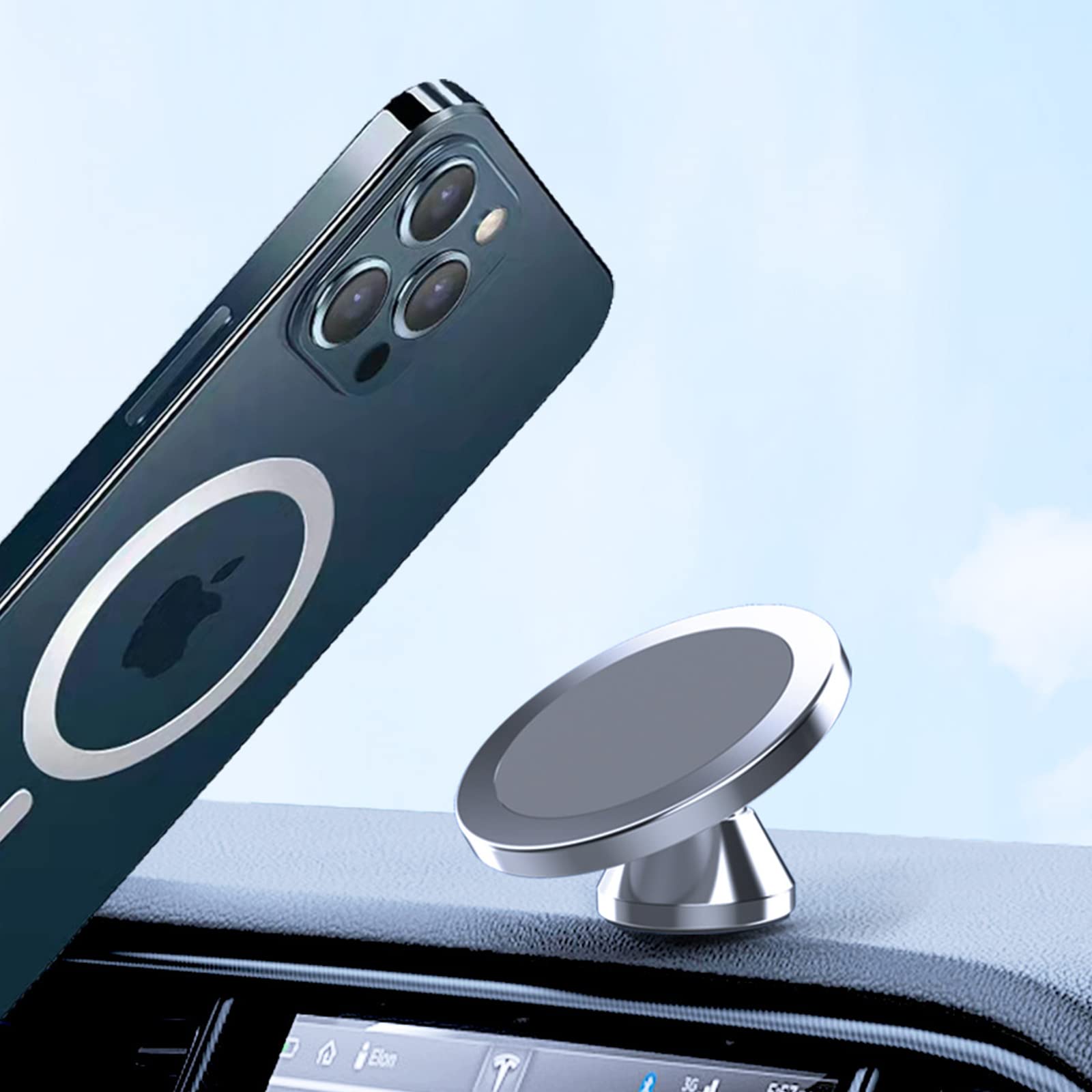 Forubar Magnetic Phone Holder For Car, [ 2 Groups Super Strong Magnet ] [ 360° Rotation ] Universal Dashboard Car Mount Holder Compatible With All Smartphones (Black)