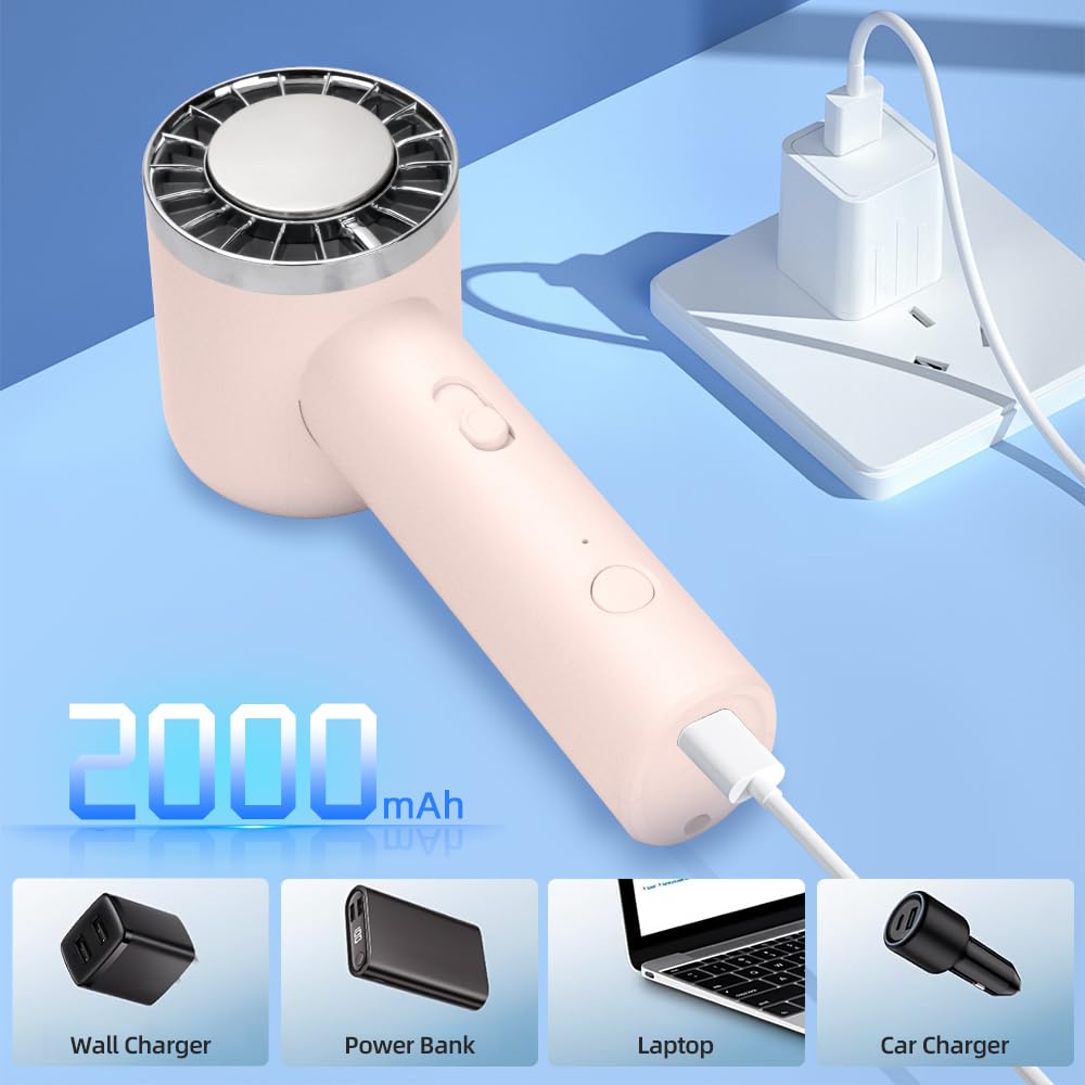 High Speed Handheld Fan With Ice Compress 0-100 Stepless Speed Jet Fan 2000Mah Rechargeable Personal