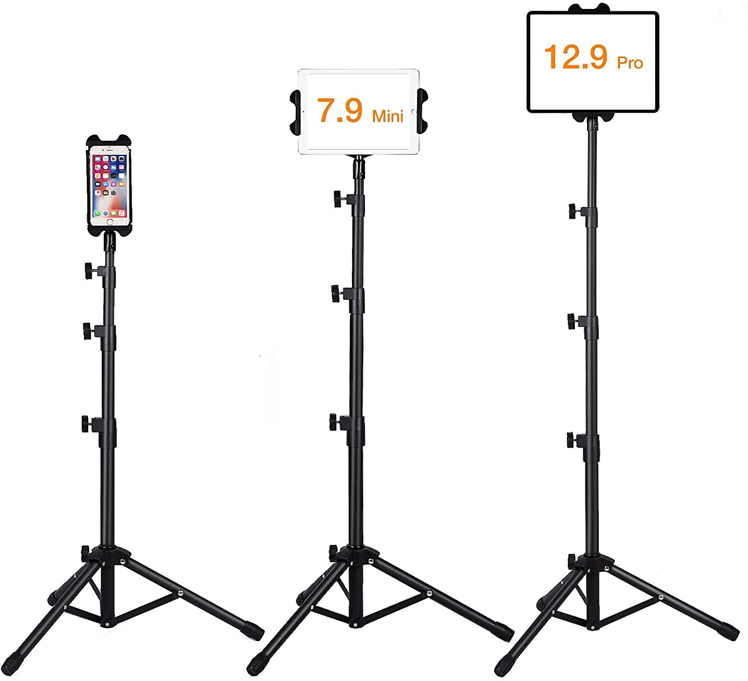 Hold Up Tabletop Tablet Holder Stand, Tablet Stand Floor Height Adjustable Tablet Tripod Stand Formost 7-10 Inches Tablets, Easy Carrying Bag