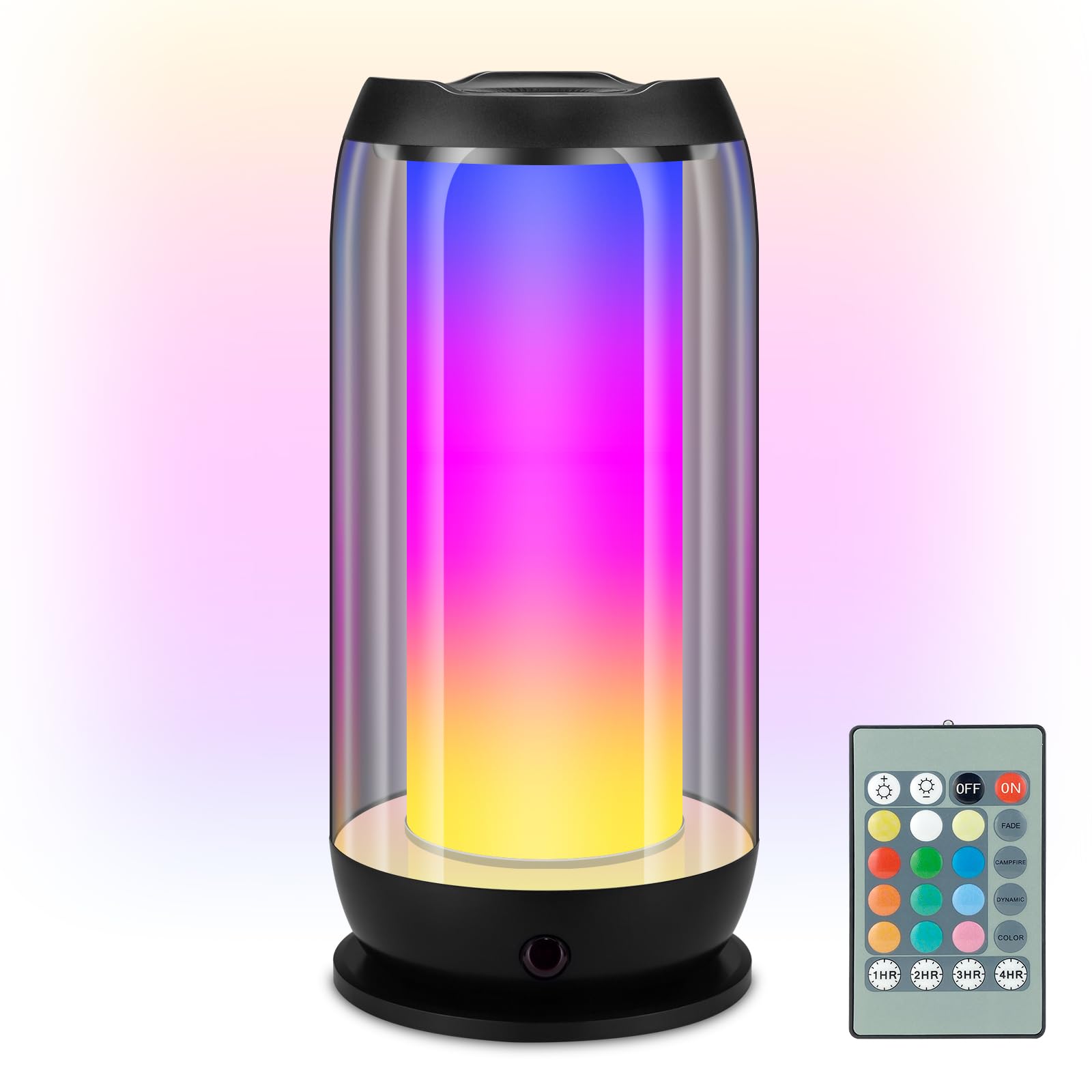 Hongut Led Table Lamp With Color Changing, Dimmable Desk Lamp With Remote, Ac/Usb Powered Night Light Nightstand Lamp Bedside Table Lamp For Living Room Bedroom-1Pk (Black)