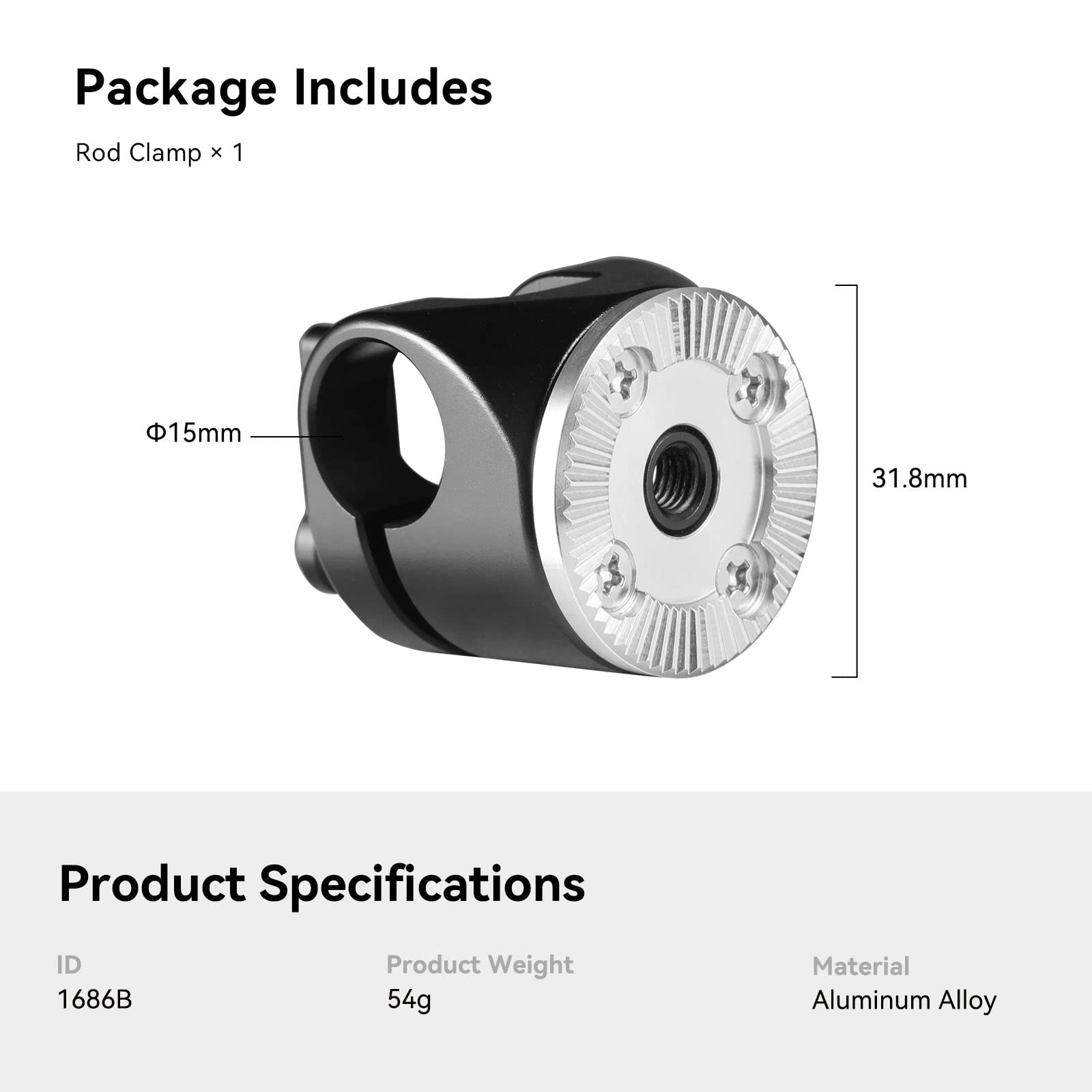Smallrig 15Mm Rod Clamp To Rosette Mount For Arri Standard Rod Support System - 1686B