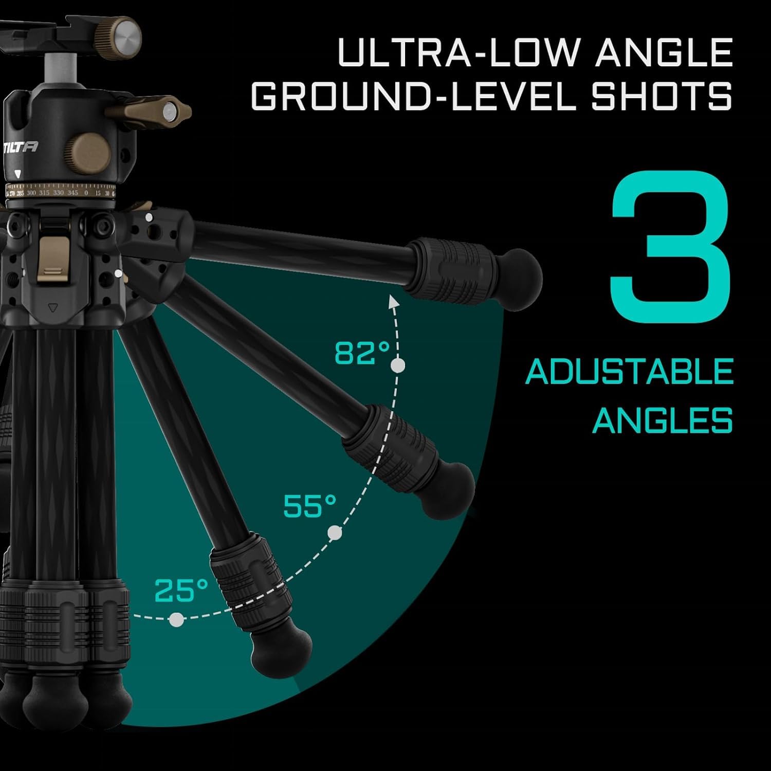 Tilta Vt03 Tabletop Video Fluid Head With 1-Stage Carbon Fiber Tripod Legs (3Kg) (Space Gray)