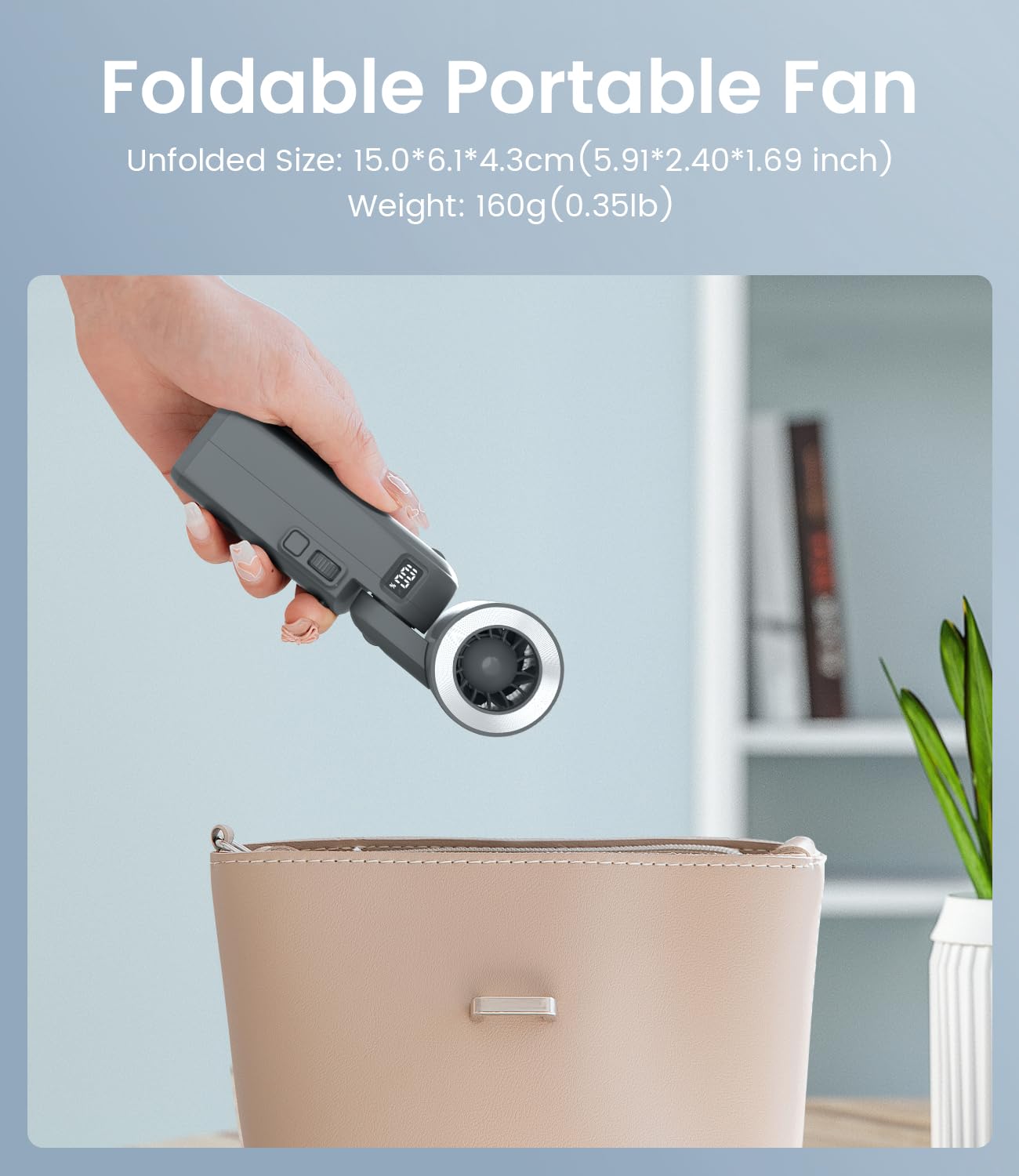 Portable Handheld Fan, 4000Mah Battery Operated Usb Rechargeable, Small Foldable Desk Fans