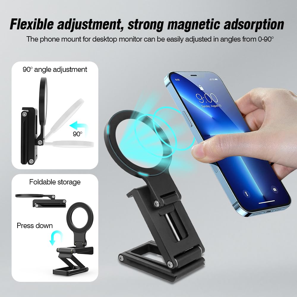 Xamorest Magnetic Pocket Phone Tripod Foldable, Mini Cell Phone Tripod Mount Handle Smartphone Desk Stand Travel All In One