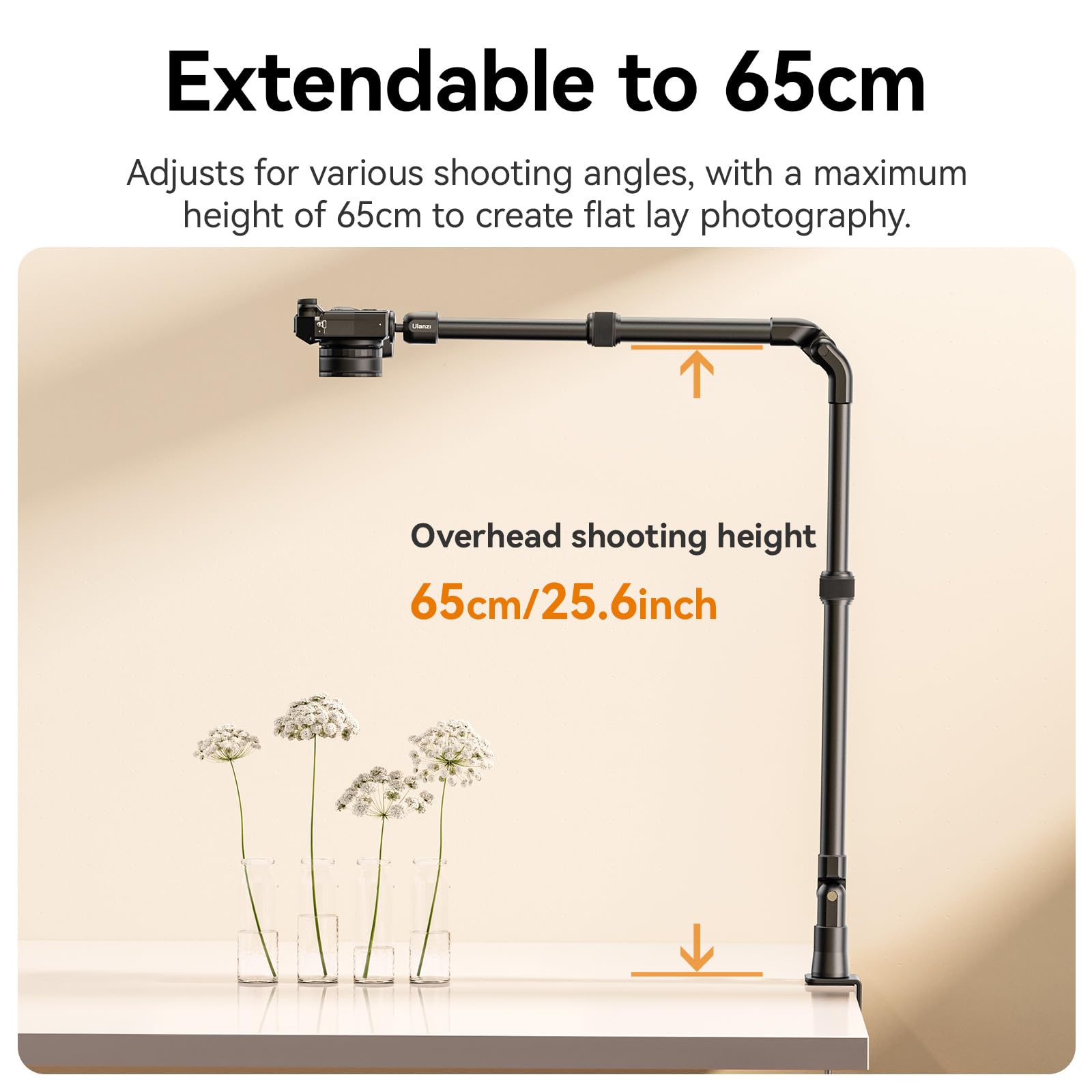 Ulanzi Zj02 Camera Desk Mount Overhead Magic Arm, 98Cm/38.6Inch Aluminum Adjustable Articulating Arm With 1/4" Ball Head For Cameras Dslr Lights Mount For Live Streaming/Photo Video Shooting
