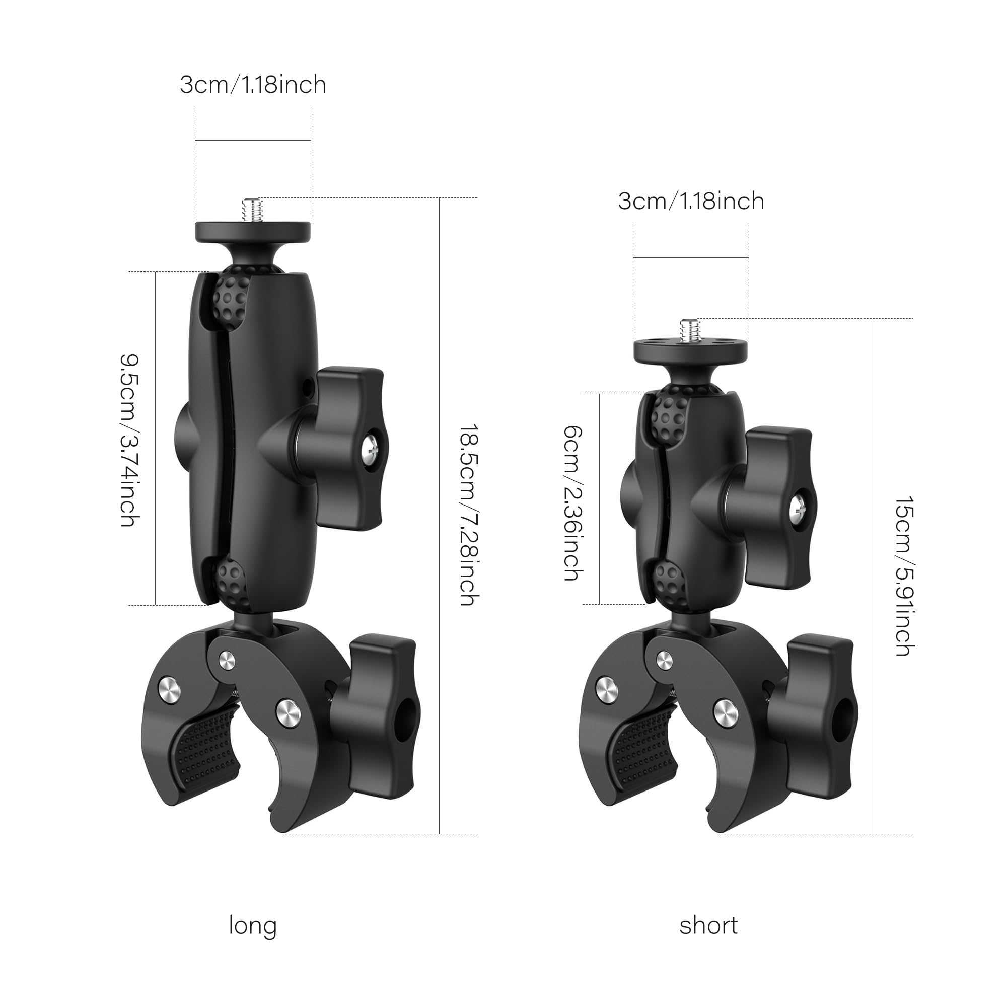 Shewtme Double Head Super Clamp, Ballhead Magic Arm Camera Clamp, Crab-Shaped Monitor Clamp With 1/4"-20, 3/8"-16 Threaded Holes For Sony Canon Nikon Dslr Camera/Insta360/Led Lights/Phone (6Cm)