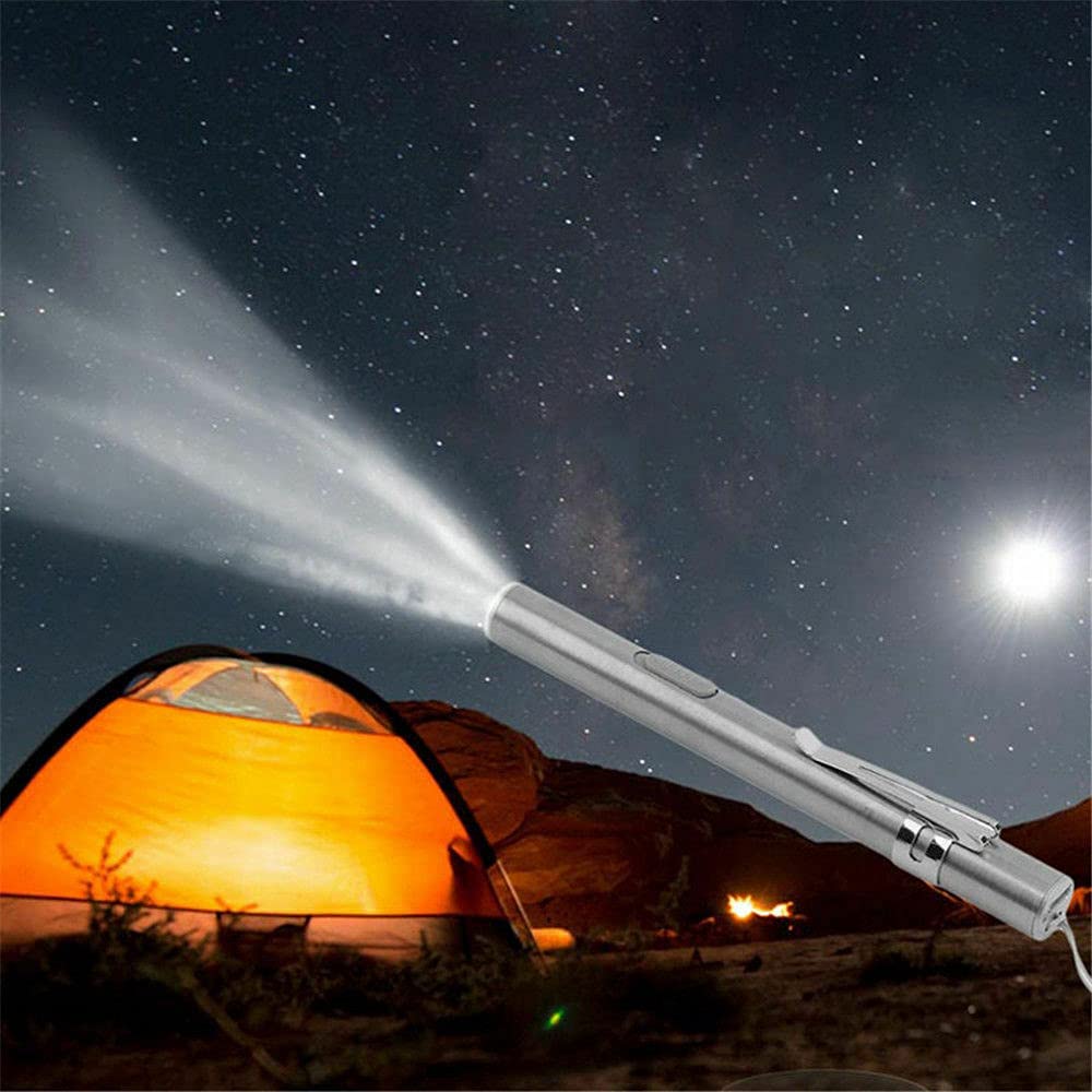 Sadahalu 5 Pack Pen Light Flashlight Pocket Flashlight 400 Lumens Bright Led Mini Pen Torch Small Compact Penlight With Built-In Battery And Usb Cable For Camping Outdoor Reading Repair Work Examination