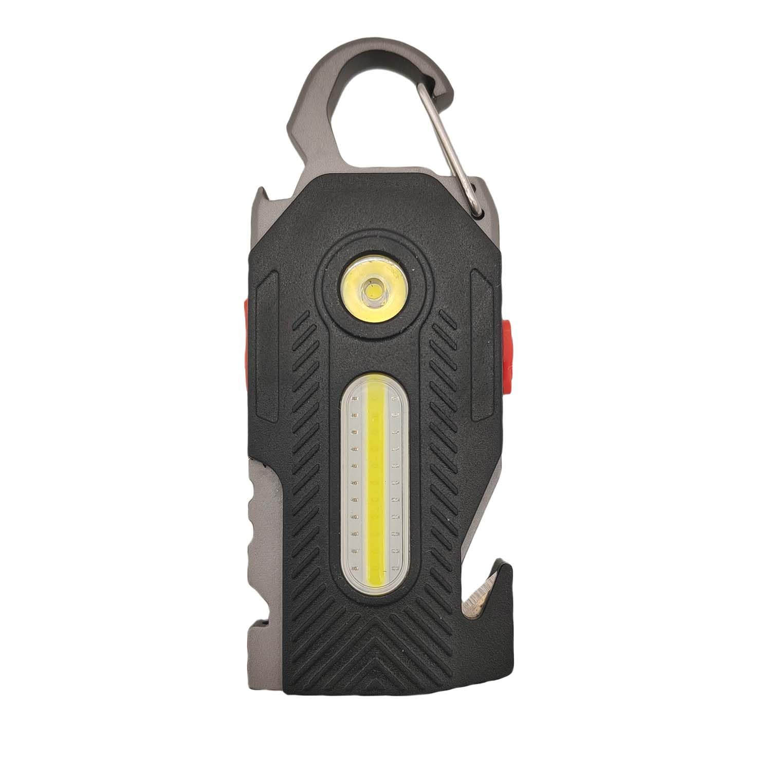 Weleshei Multifunctional Flashlight 7 In1 Cob Keychain Bright Work Light Rechargeable Portable Led Sos Light With Bottle Opener Seat Belt Cutter Survival Whistle Screwdriver For Camping Walking Hiking