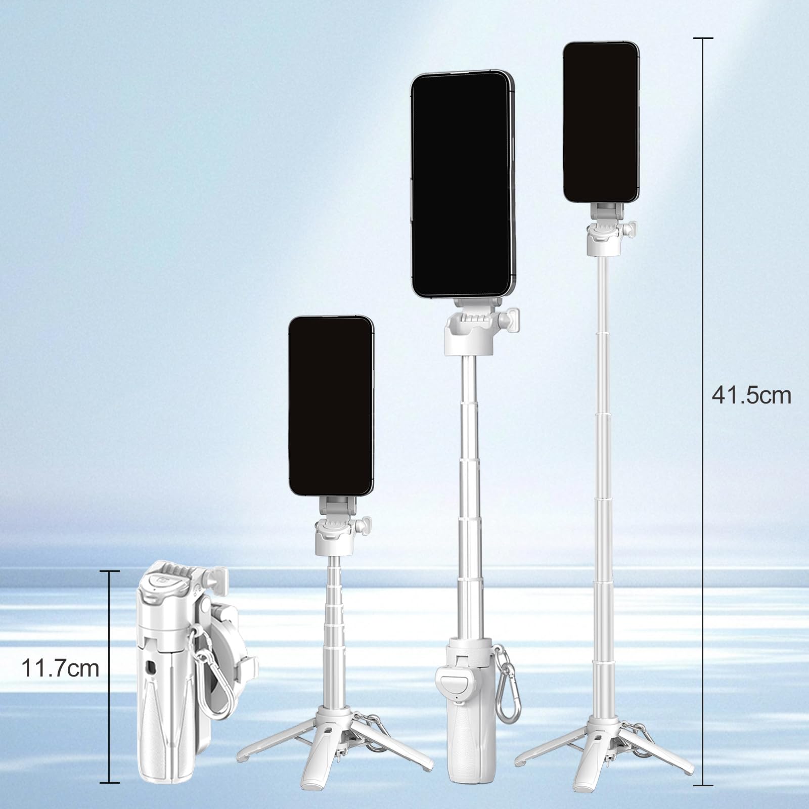 Crideng Magnetic Selfie-Stick Tripod, Travel Tripod Stand With Remote Control & Fill Light, Portable Retractable Cell Phone Holder For Photography And Videography (White With Light)
