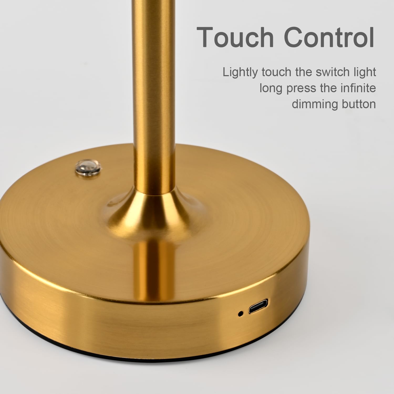 Hiseego Cordless Lamp-Battery Operated Table Lamp-5200Mah Rechargeable With Height Adjustable, Stepless Dimming Touch Control Wireless Lamp For Bedroom, Dining Table, Kitchen Counter, Nightstand(Gold)