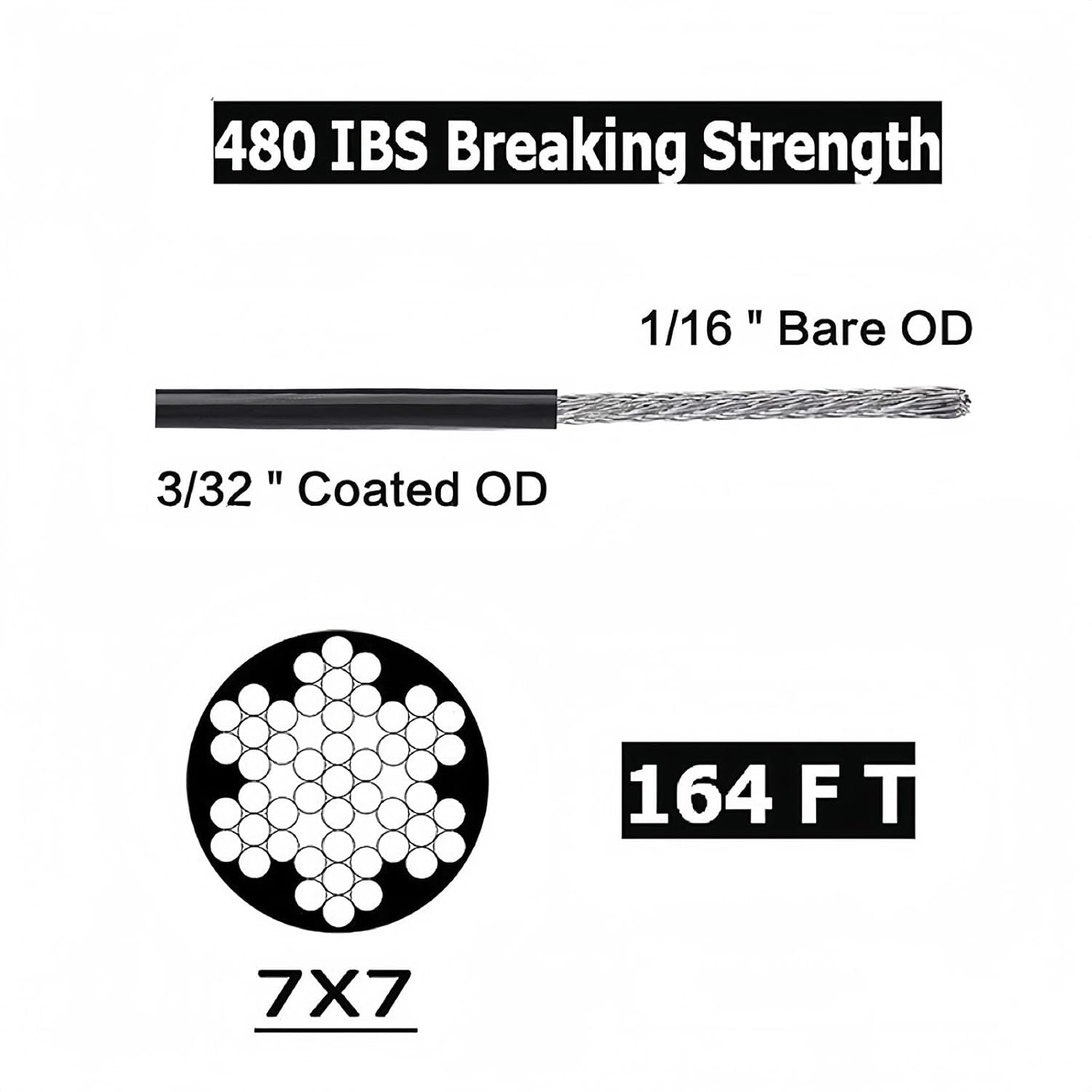 Re Reliure String Lights Hanging Kit,String Light Poles,Tension Wire For String Lights,String Light Kit Includ 164 Ft Nylon-Coated Stainless Steel Wire Rope Cable,Turnbuckle And Hook,Enough Accessorie