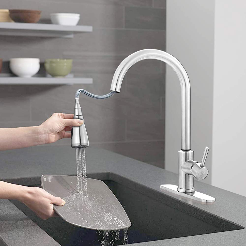 Mstjry Smart Touch Faucet For Kitchen Sink : Touch Kitchen Faucets With Pull Down Sprayer Touch Kitchen Faucet-Stainless Steel Touch Faucet(Brushed Stainless Steel)