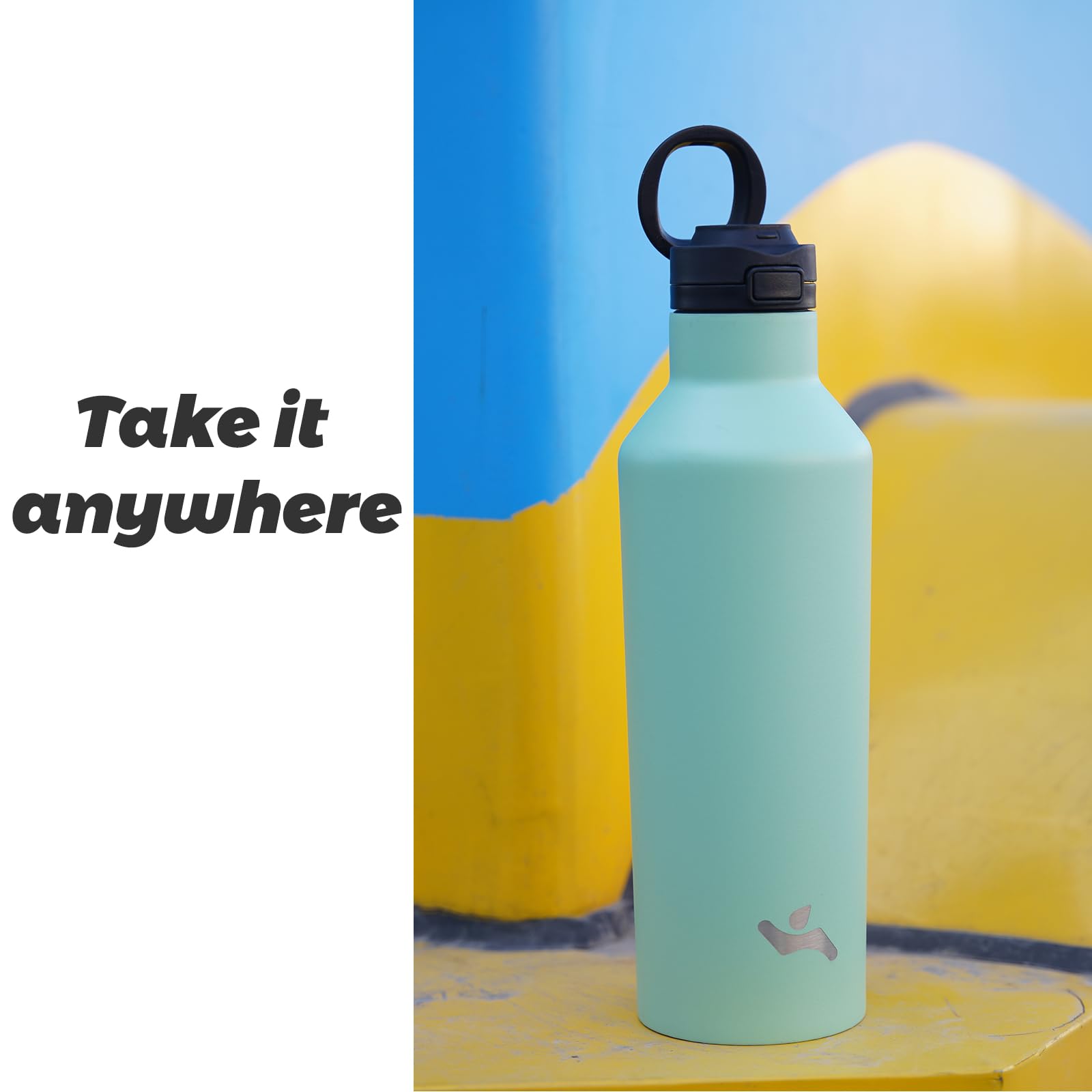 Insulated Water Bottle With Straw,17 Oz Double Wall Vacuum Stainless Steel Water Flask With 2 Lids