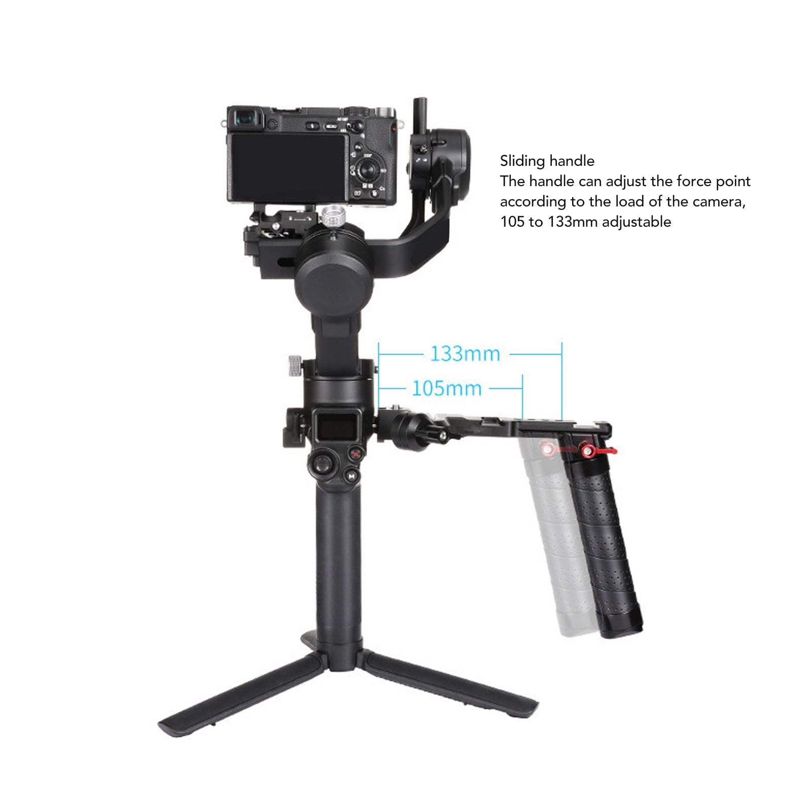 Agatige Stabilizer Foldable Handle, Aluminum Alloy Adjustable Handheld Extension Bracket Sling Handgrip Gimbal Stabilizer For Microphones, Lighting, Receivers, Transmitters