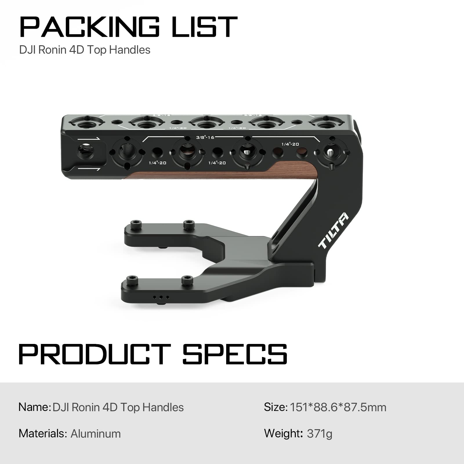 Tilta Top Handle Compatible With Dji Ronin 4D  Additional Grip & Accessory Mounts  4D Monitor Compatible  Hydra Alien Ready  Lightweight & Durable Es-T09-Th
