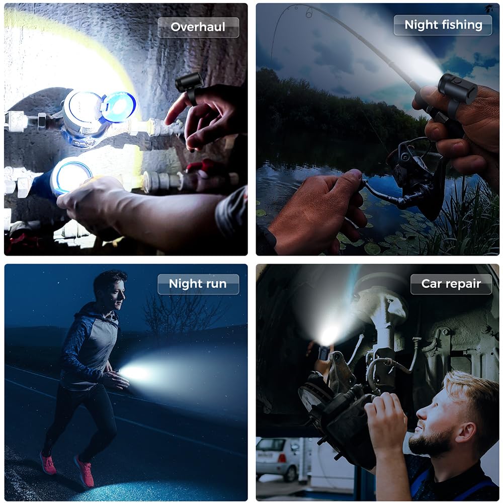 Eagous Sports Adjustable Finger Glove Flashlight Rechargeable Light Led Lamp Gadget Tool Camping Equipment For Night Run Fishing Cycling