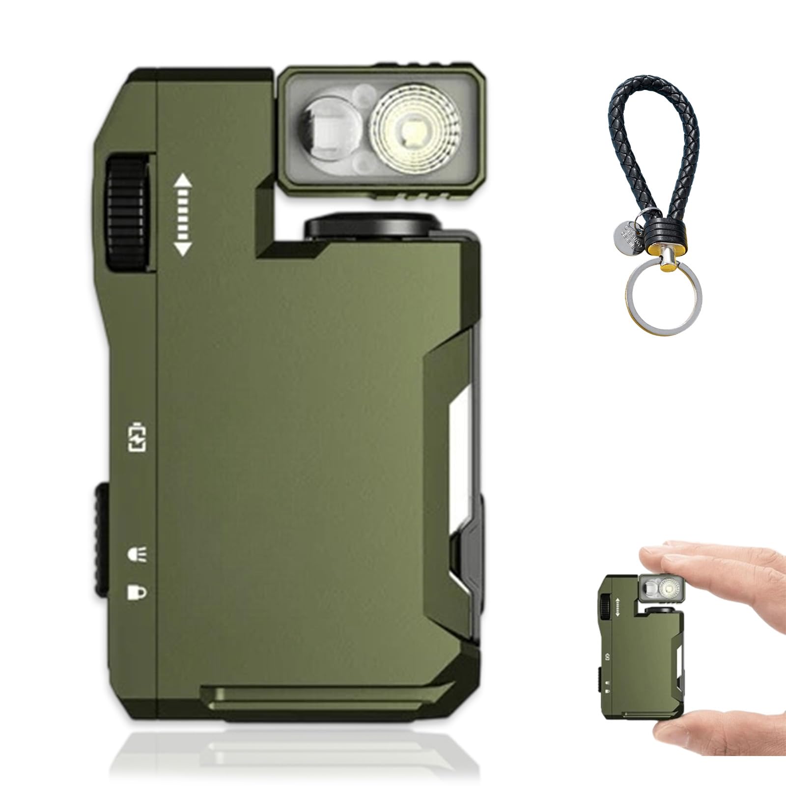 Dubnat G5 Edc Flashlight Rechargeable, 3 Modes 400 Lumens Dual Light Sources Mini Flashlight With Rgb Light,180°Rotation,Ip68 Waterproof, Portable Magnetic Flashlights Keychain For Outdoor Emergency (Green)