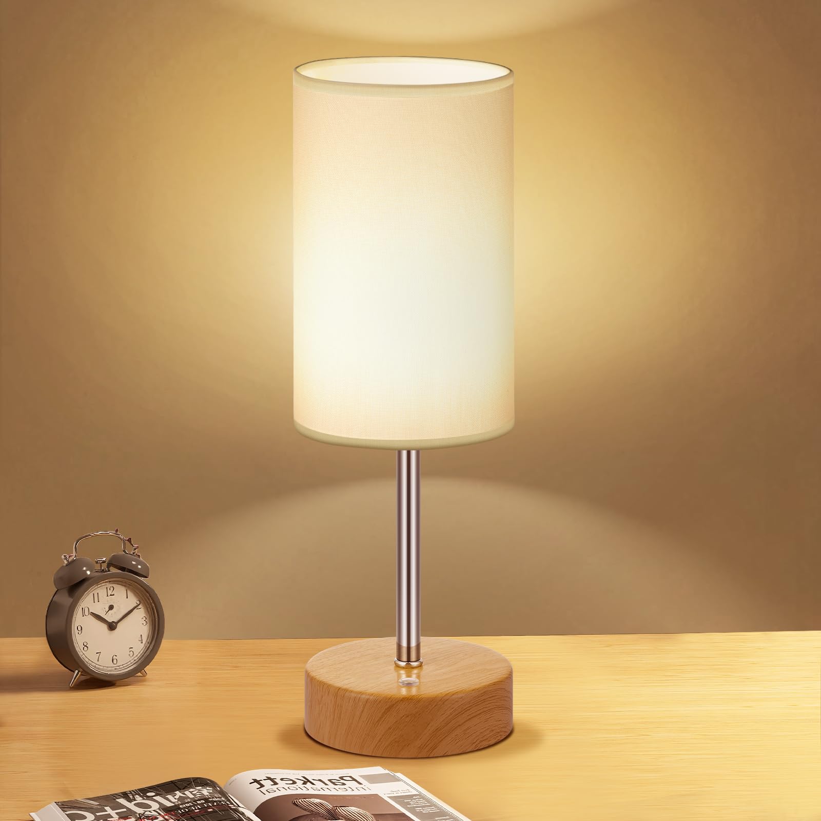 H.W.S Cordless Small Table Lamp,5000Mah Rechargeable Powered Battery,Portable Dimmable Led Touch Control Tabletop,Bedside Night Light For Bedroom/Dining/Restaurant/Bar/Home/Living Room/Entryway/Cafe(Wooden)