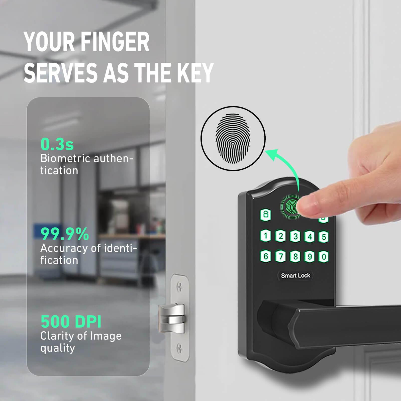 Hxdotecfin Keyless Entry Door Lock With Keypad, Smart Lock With Fingerprint And Door Knob For Front Door,Electronic Digital Door Lock With Handle,Easy To Install, Matte Black