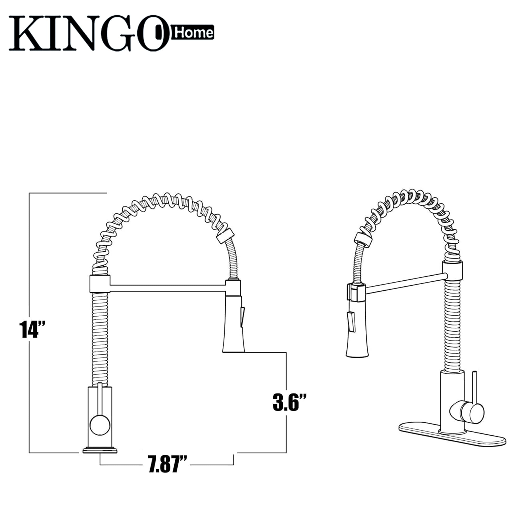 Kingo Home Brushed Nickel Kitchen Faucet With Sprayer, High Arc Single Handle Kitchen Sink Faucet One Hole Stainless Steel Kitchen Faucets For Farmhouse Camper Laundry Rv Bar Sink, Grifos De Cocina