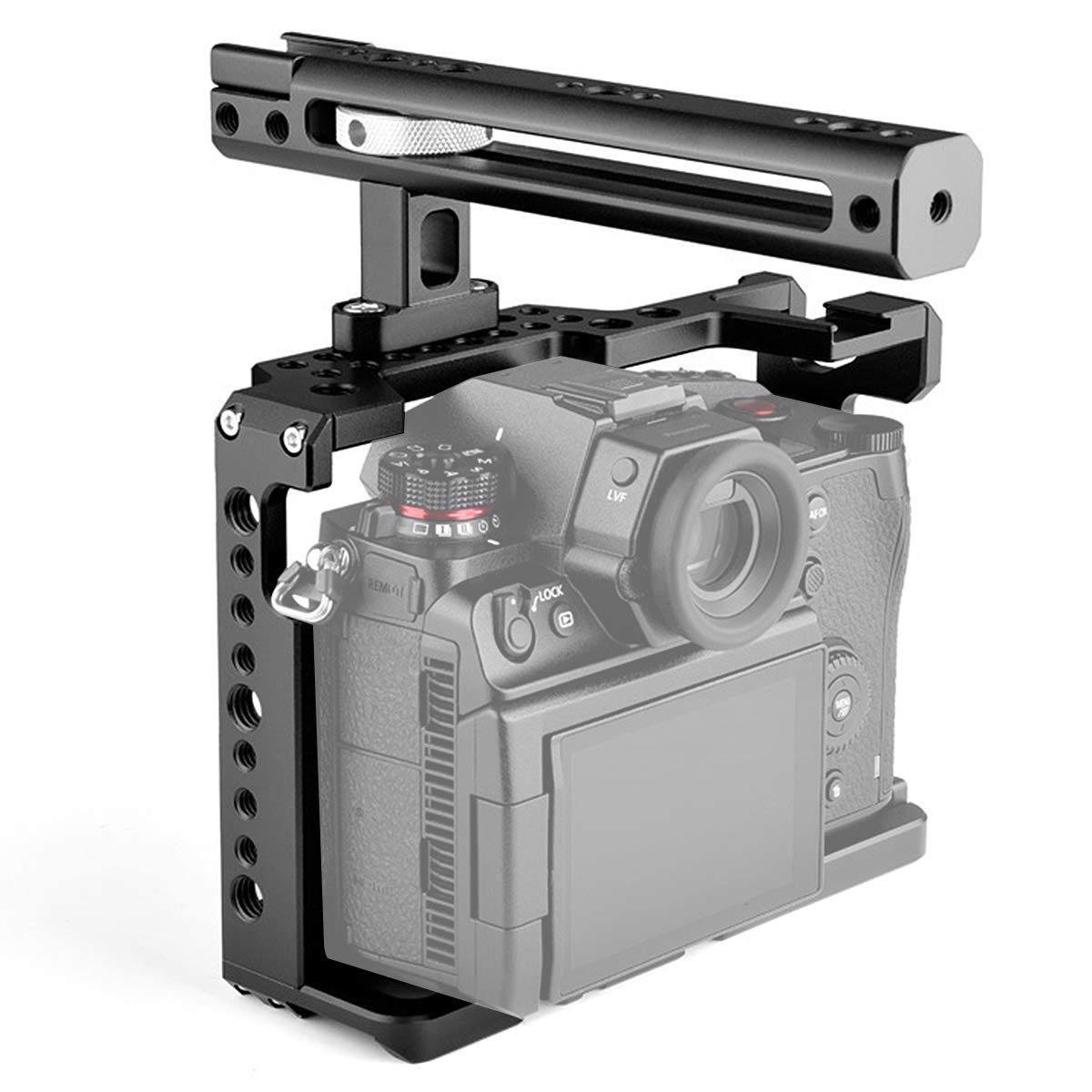 Foto4Easy Camera Cage Stabilizer,Aluminum Alloy Camera Video Cage With Cold Shoe And Top Handle Grip For Dslr Cameras Panasonic S1 S1H S1R