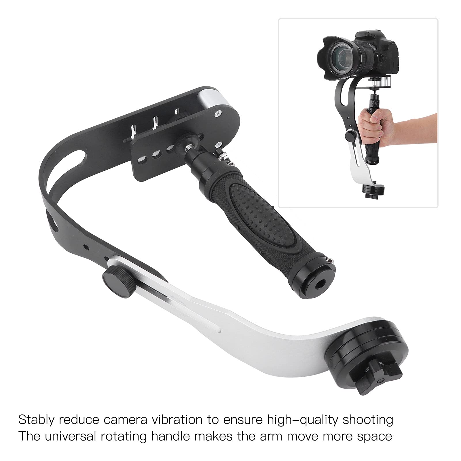 Agatige Handheld Camera Stabilizer, Aluminum Camera Stabilizer Bow Handheld Video Stabilizer With Handle Adjustable Weight For Dslr