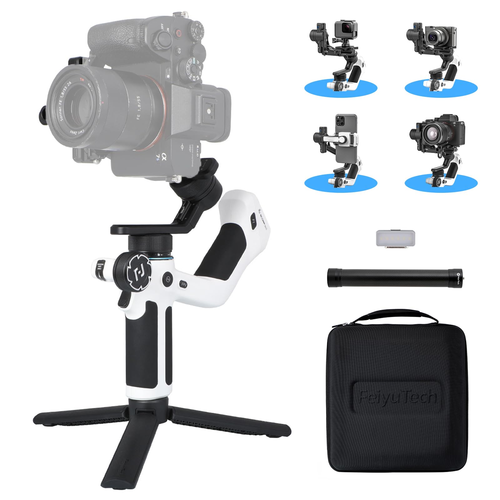 Feiyutech Feiyu Scorp Mini-2 Combo All-In-1 Gimbal Stabilizer For Cameras & Smartphones, 1.3" Oled Touchscreen, Integrated Ai Tracking, 2.65Lb Payload. 3-Axis Handheld Gimbal Compatible With Gopro, Sony, Iphone