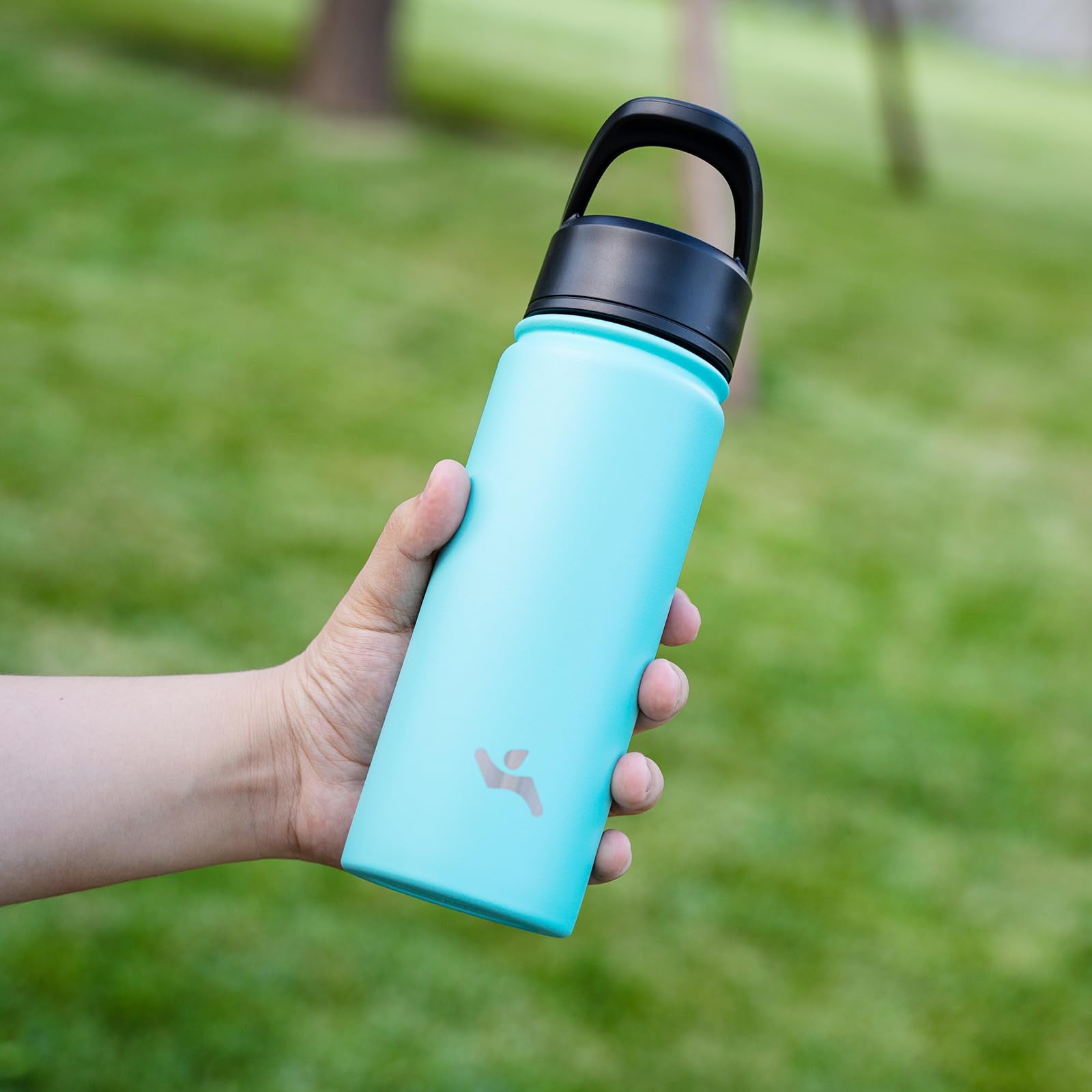 22Oz Stainless Steel Bottles With 3 Lids Sport Insulated Water Bottle,Turquoise