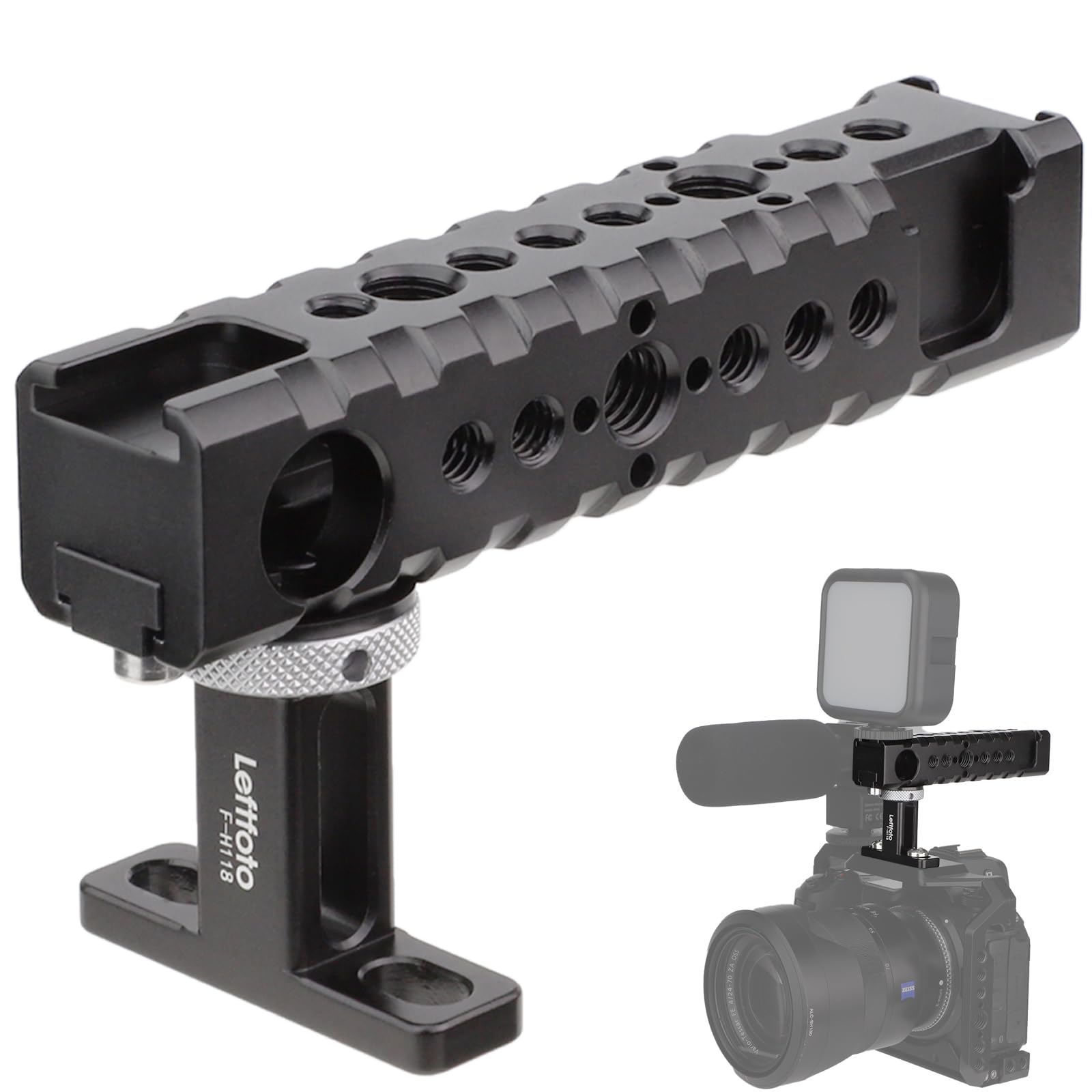 Leftfoto Universal Camera Top Handle Grip/Side Handle, For Dslr Camera Cage Video Camcorder Rig Video Film Movie Making,With Shoe Mount For Led Lights Microphones