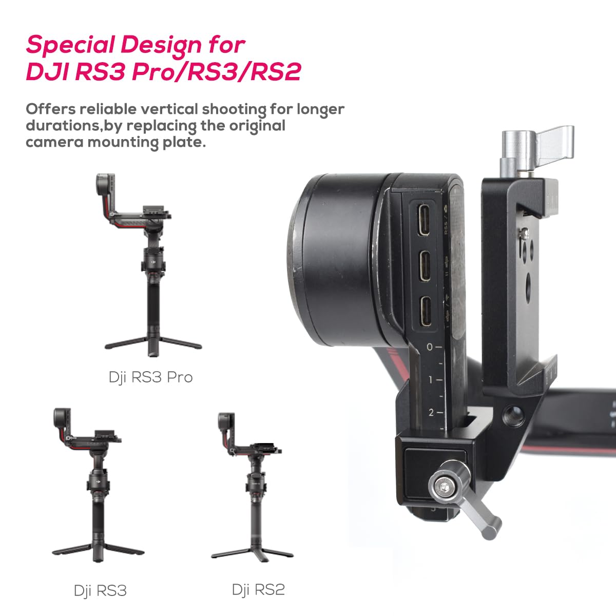 Eaxanpic Vertical Camera Mount For Dji Rs 2 / Rsc 2 / Rs 3 / Rs 3 Pro,Original Camera Mount Vertical Replacing For Reliable Vertical Shooting For Dji Gimbal Stabilizer Accessories