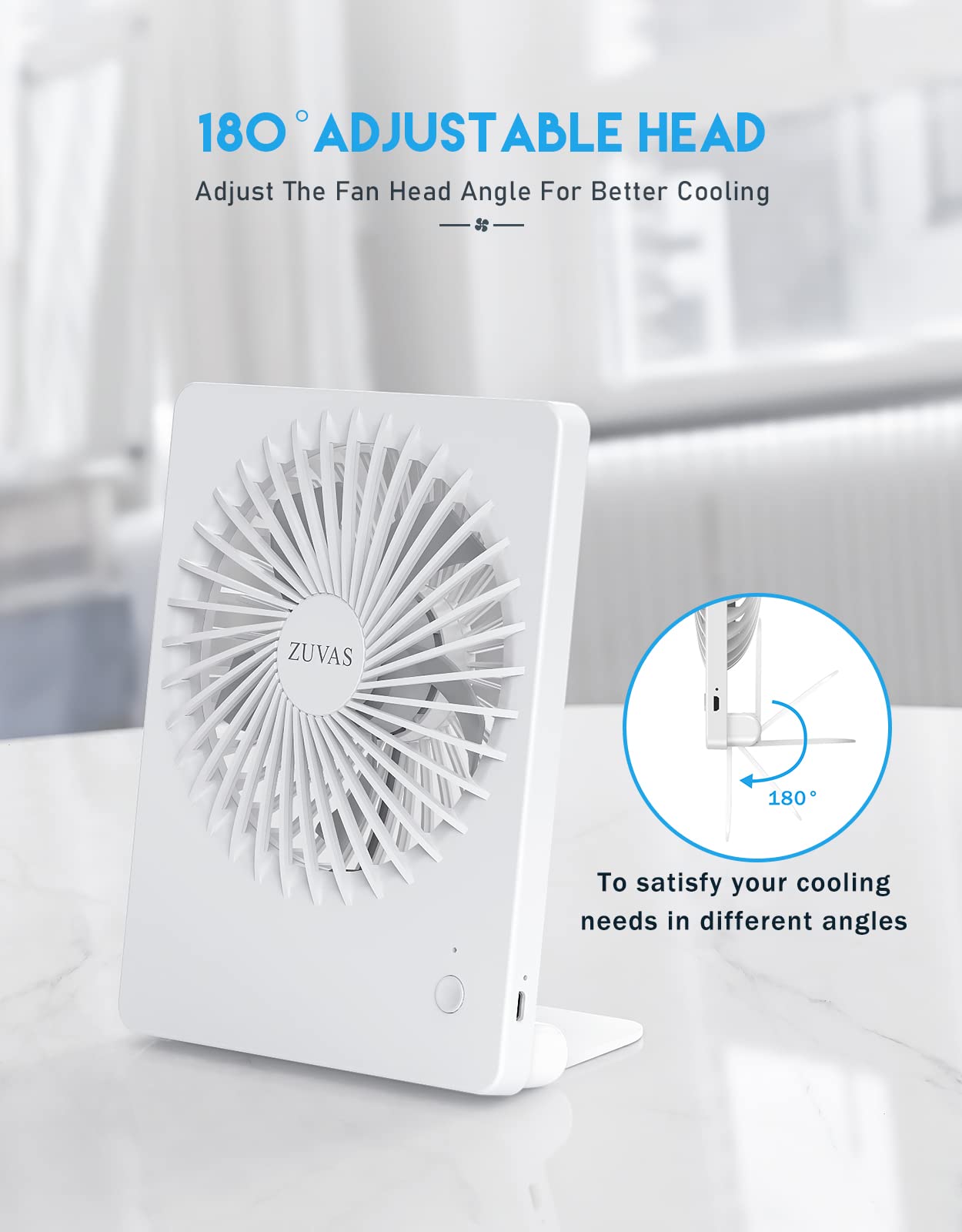 Ultra-quiet folding desk fan with rechargeable battery ideal for summer cooling