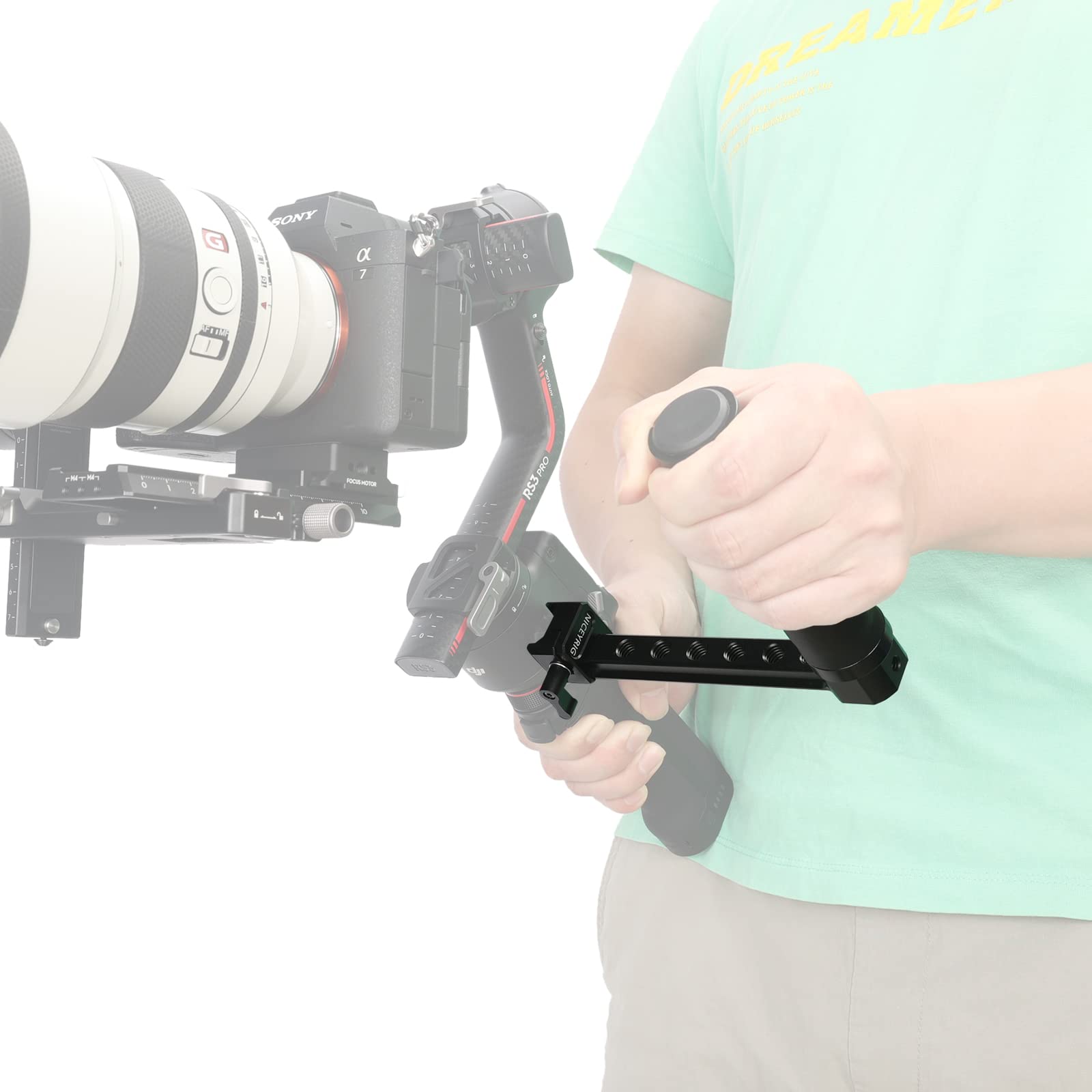 Niceyrig Side Handle Grip For Dji Rs4 / Rs4 Pro / Rs3 / Rs3 Pro / Rs2 / Rsc2, Gimbal Stablilizer Support Leather Handgrip With Extension Arm - 523