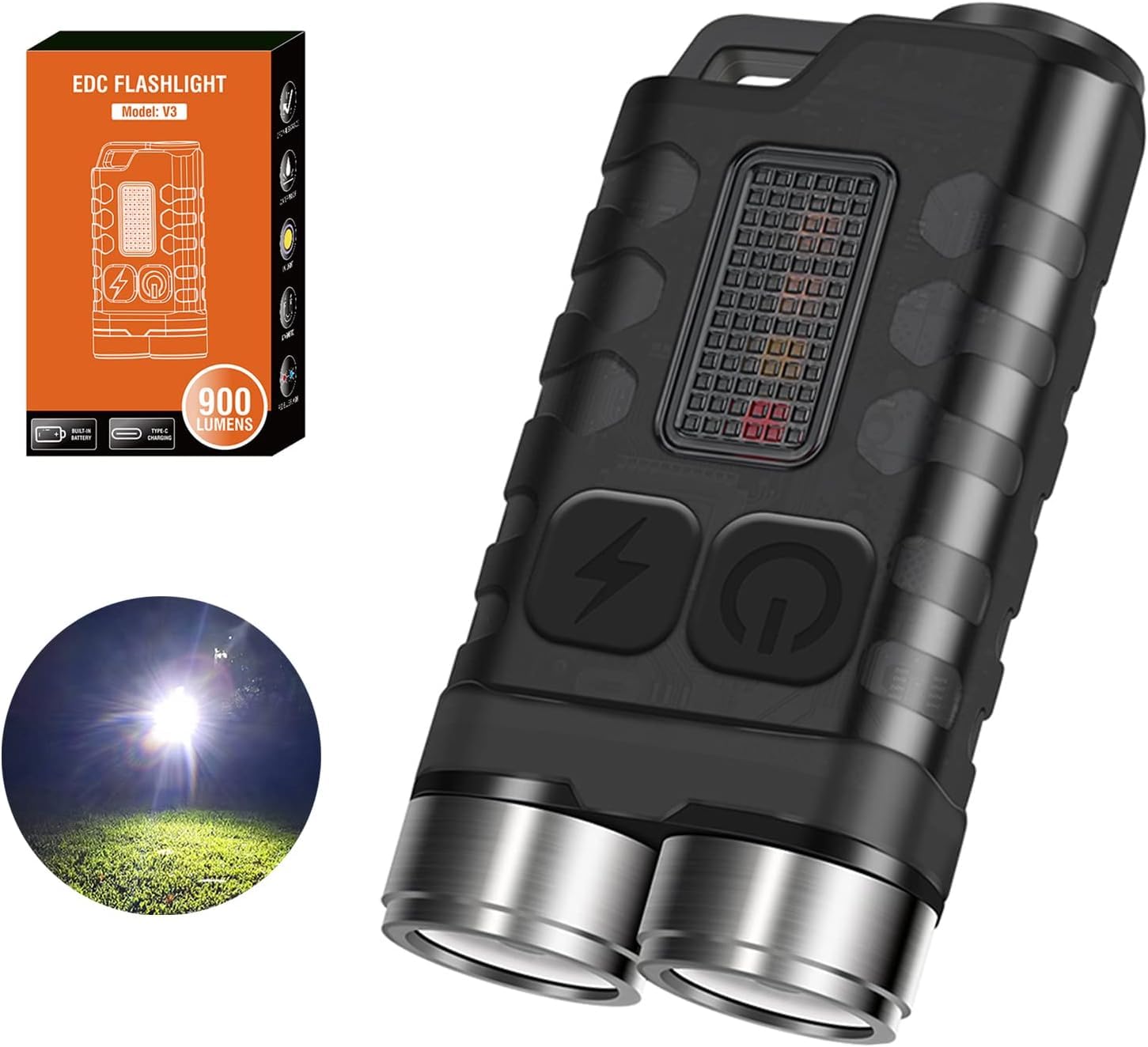 Preppers Peak V3 Small Powerful Flashlight Mini Flash Light, 900 High Lumen Keychain Edc Super Bright Pocket Rechargeable Small Utility Handheld Led Flashlight With Magnetic Waterproof For Camping, Emergencies