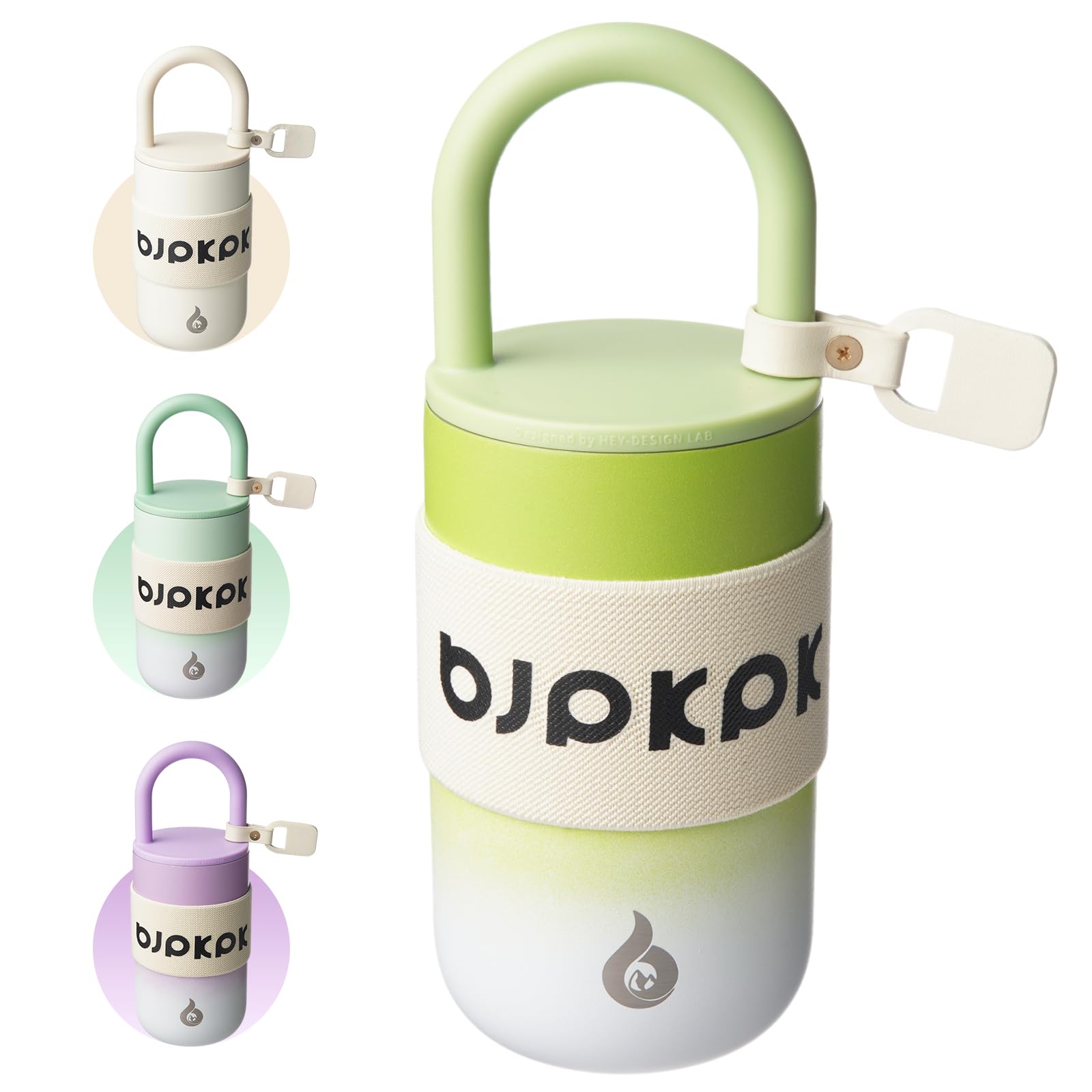 Bjpkpk 13Oz Tumbler With Lid And Handle Insulated Tumblers Cup Stainless Steel Coffee Mug,Cucumber