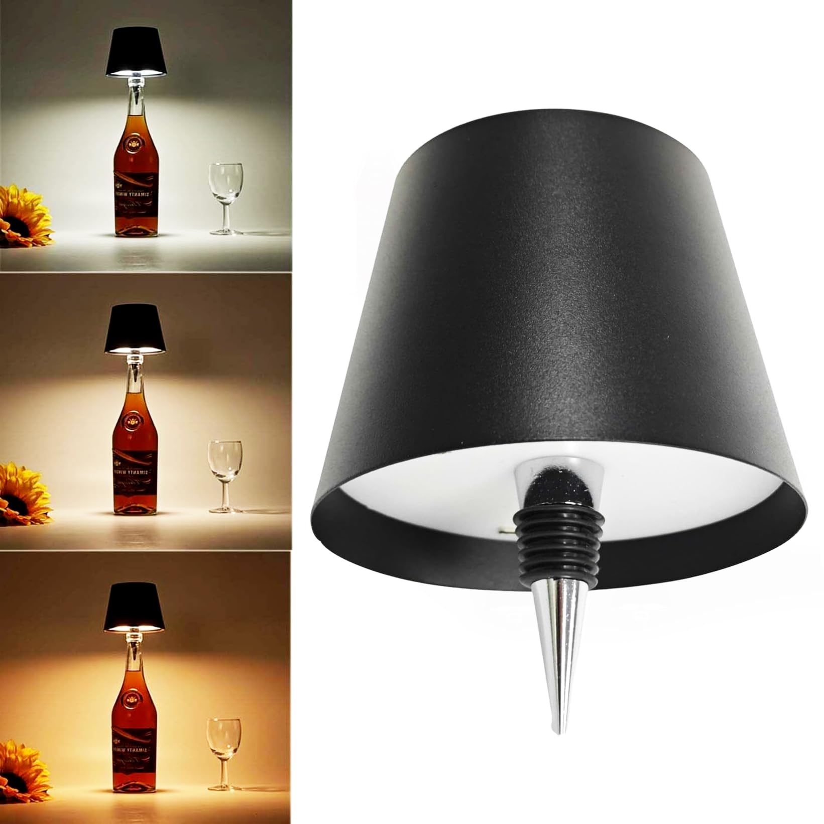 Hopanrel Wireless Bottle Lamp,Rechargeable Led Touch Wine Bottle Lamp, 3 Color Stepless Dimming Desk Lamps,Outdoor Table Lamp For Bedroom,Restaurant