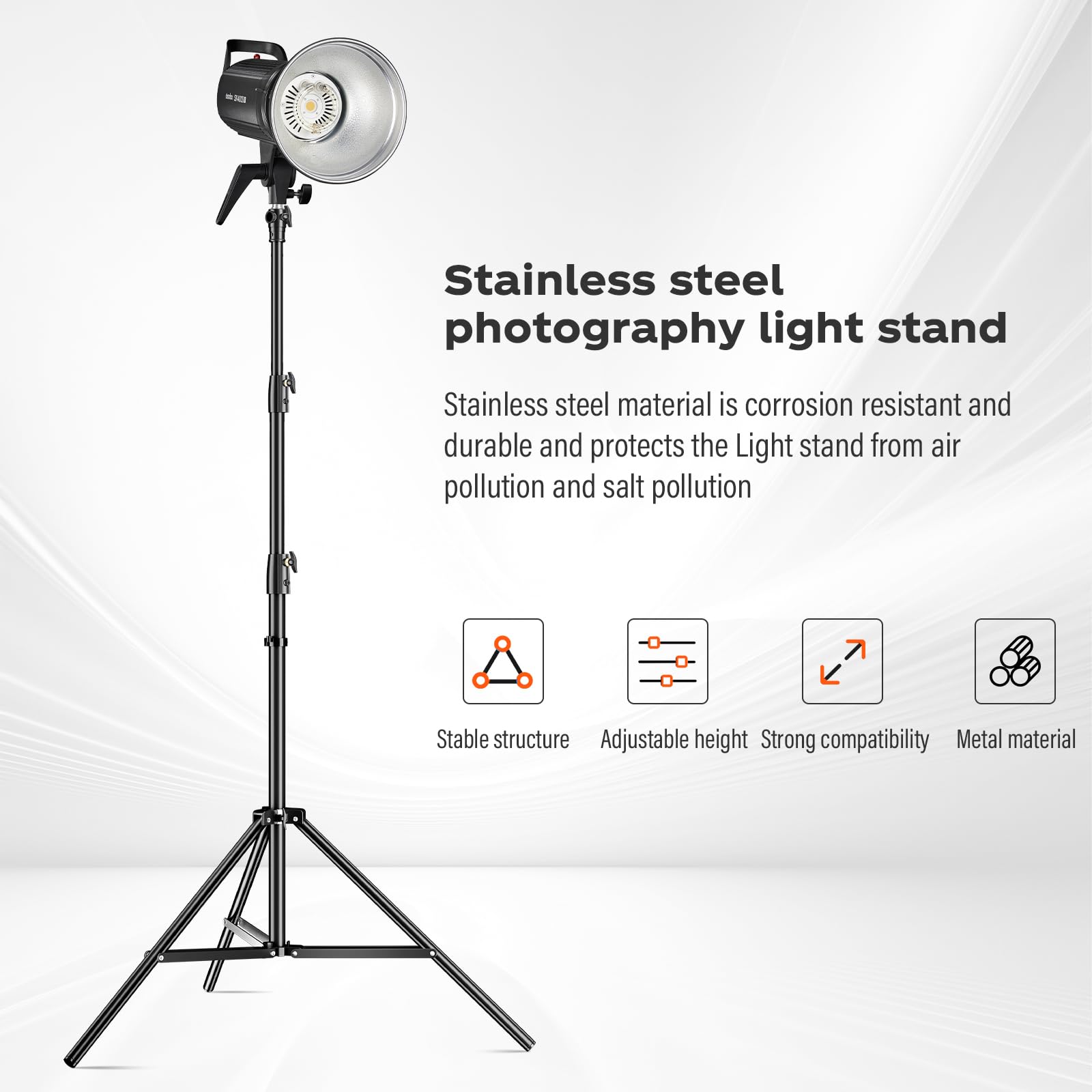 Godox Light Stand 112In/9.3' Photography Light Stand Heavy Duty With 1/4” To 3/8” Universal Screw Carry Bag Portable For Photography Studio Portrait Shooting