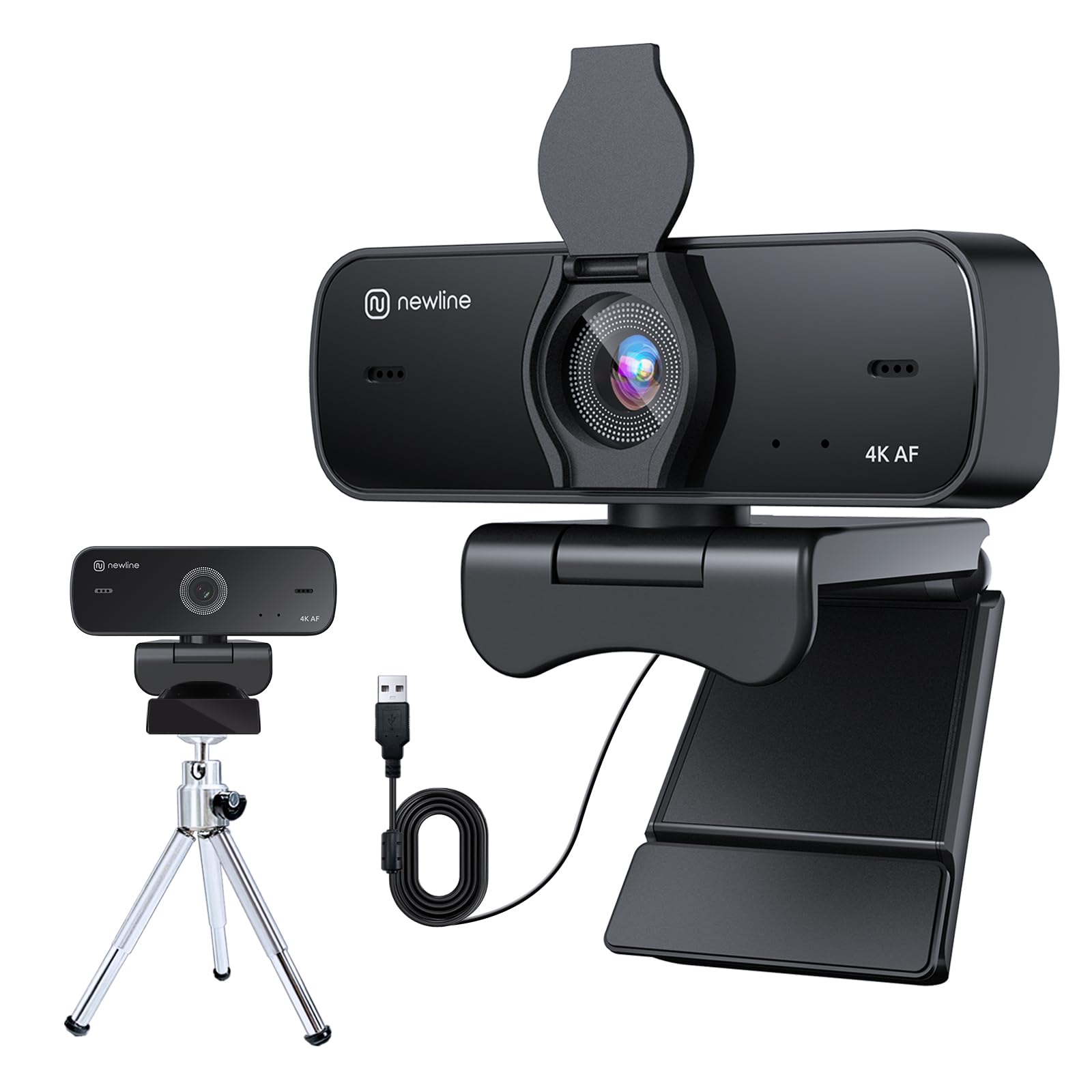 N line 4K Webcam For Pc, 4K Uhd Usb Webcam With Microphone, Auto Focus, Low Distortion, Privacy Cover, Pc Camera W/Tripod Stand For Zoom, Skype, Teams, Laptop, Conferencing, Calling, eye 60