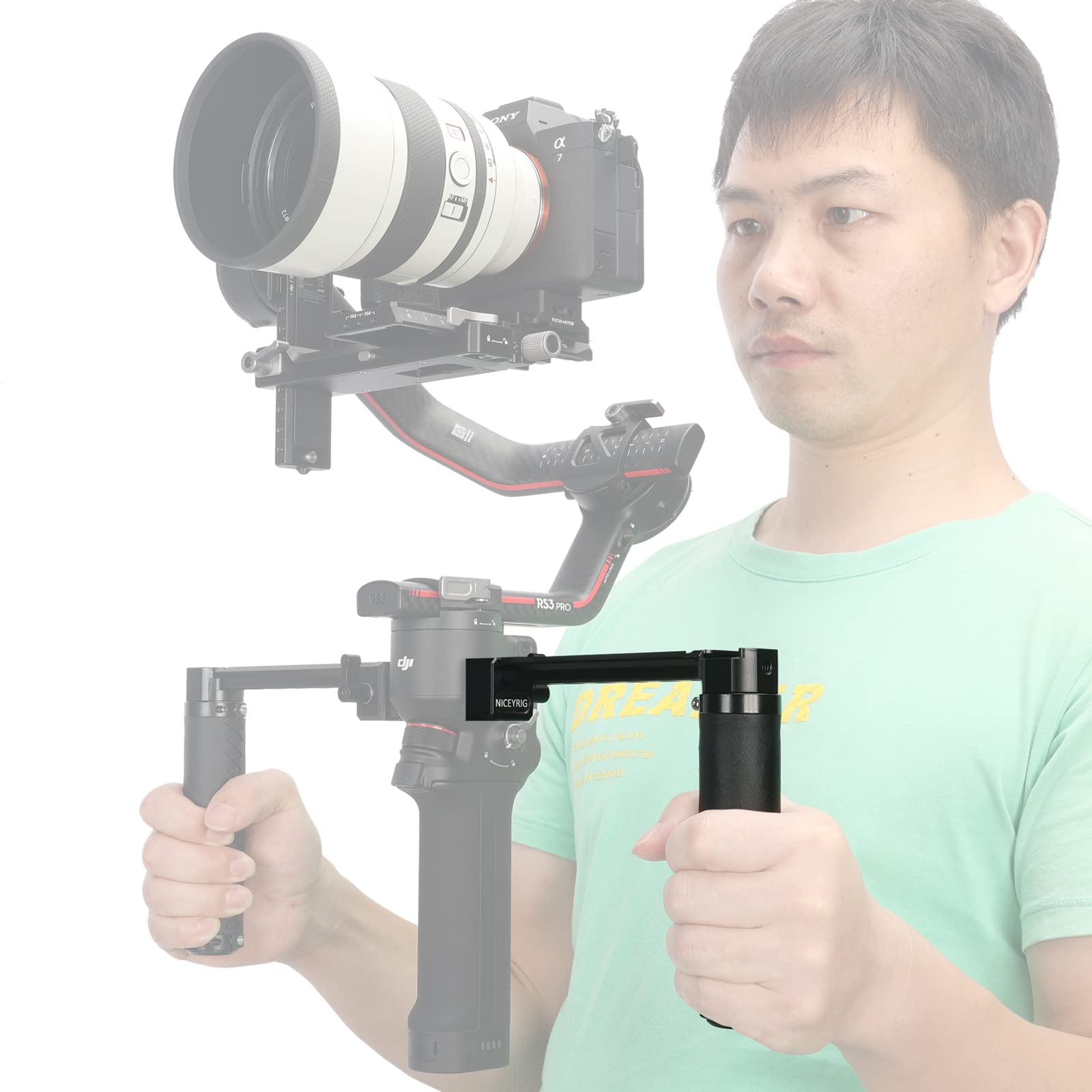 Niceyrig Side Handle Grip For Dji Rs4 / Rs4 Pro / Rs3 / Rs3 Pro / Rs2 / Rsc2, Gimbal Stablilizer Support Leather Handgrip With Extension Arm - 523