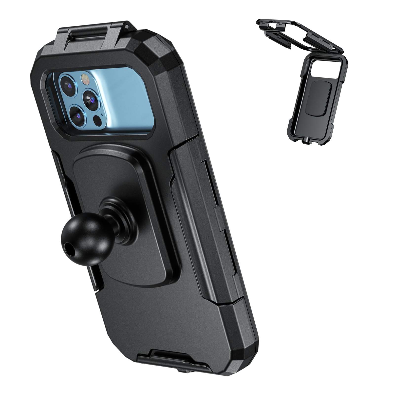 Imestou Ip66 Waterproof Bike Phone Holder With 1" Ball Head Suitable For Ram B Size Components/ 1" Double Socket Arms, Fits For 3.5"-6.1" Cellphones With Max. Thickness 0.43" (Size S)