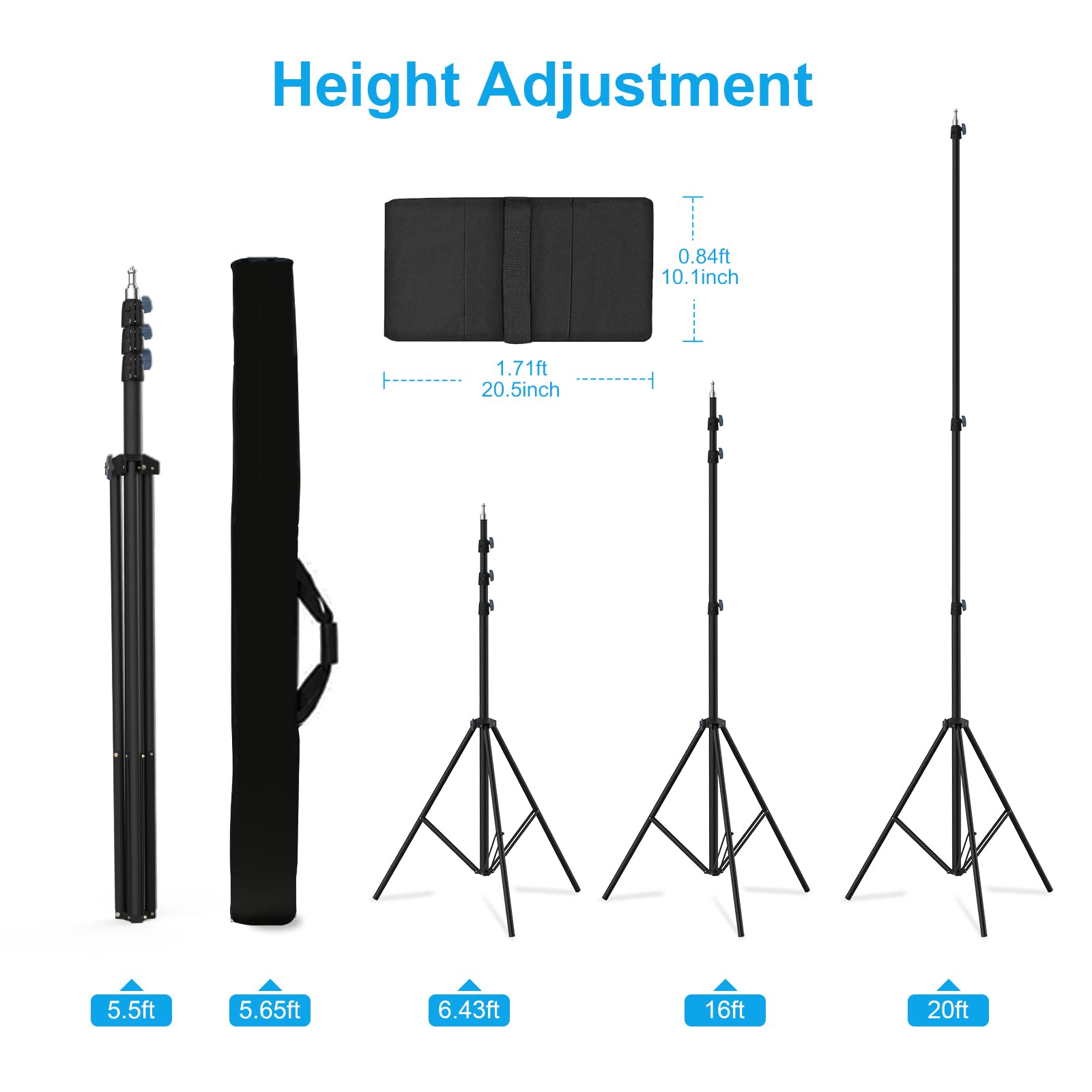 Geordgy 20' Heavy Duty Tripod Stand, 240''/20Ft/600Cm Air-Cushioned Super Tall Telescoping Light Stand For Photography, Video, 360 Gimbal, Action Camera, Sports, Gopro