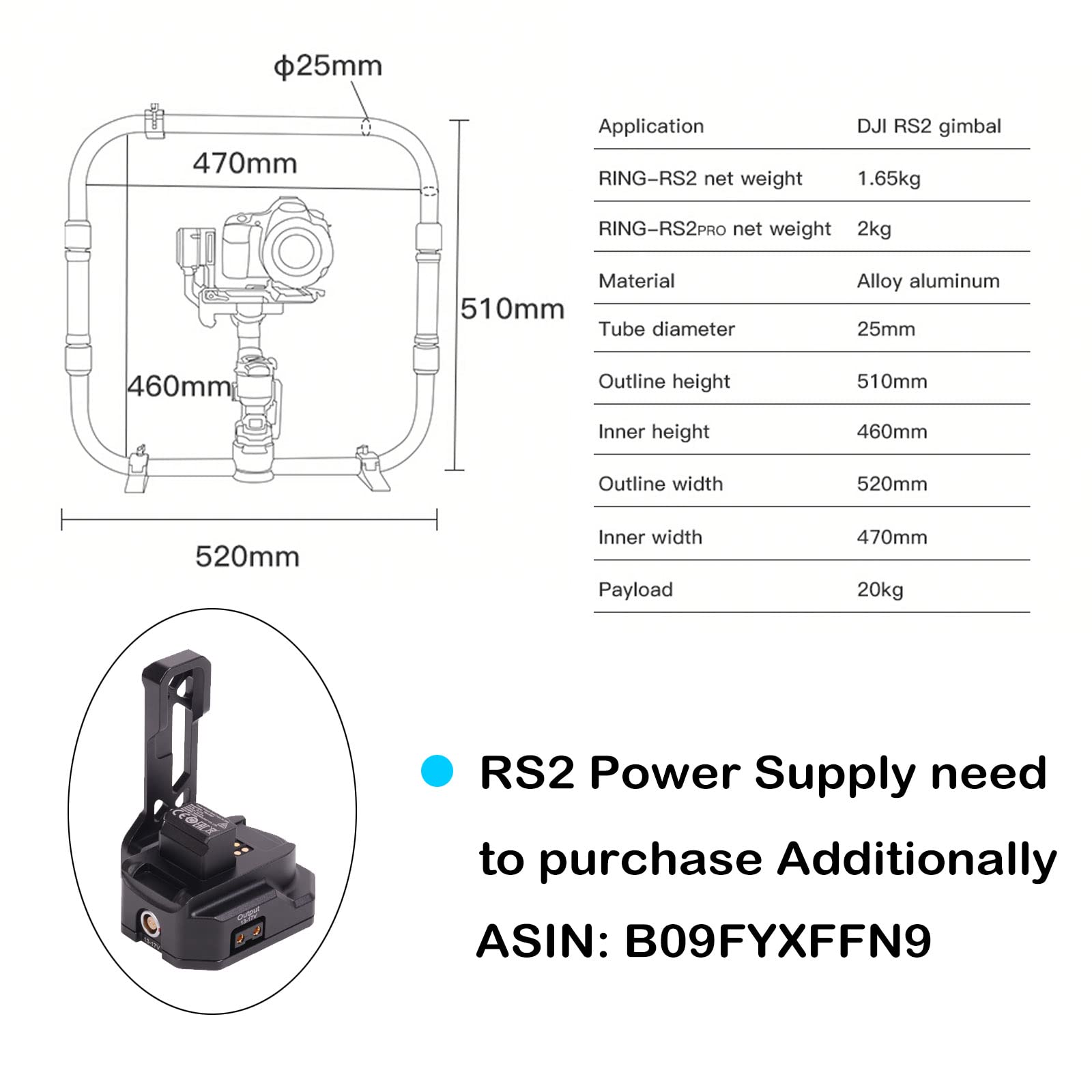 Difesuro Rs 2 Ring Grip,Df Digitalfoto Rs2 Rs 3 Pro Basic Support System Dual Handle Ring Compatible With Dji Rs 2 Gimbal,Including Rosette Adapter And Clamp