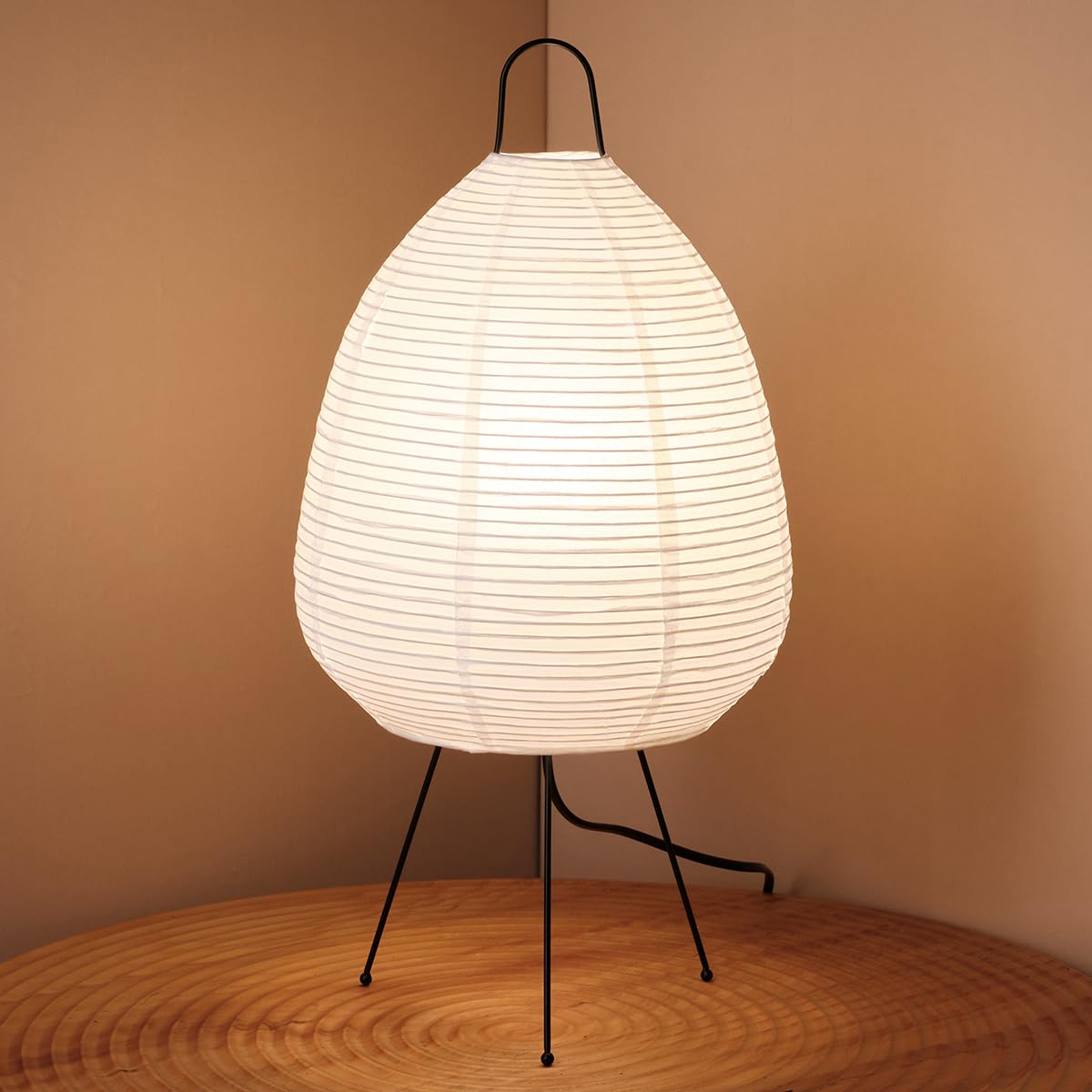 Trucphil Japanese - Inspired Art Deco Akari Table Lamp. This Large, Pleated Lamp Crafted From Rice Paper Has A 1A White Lampshade And A Tri - Color Light Source (Tri-Color-Light-Non-Dimmable)