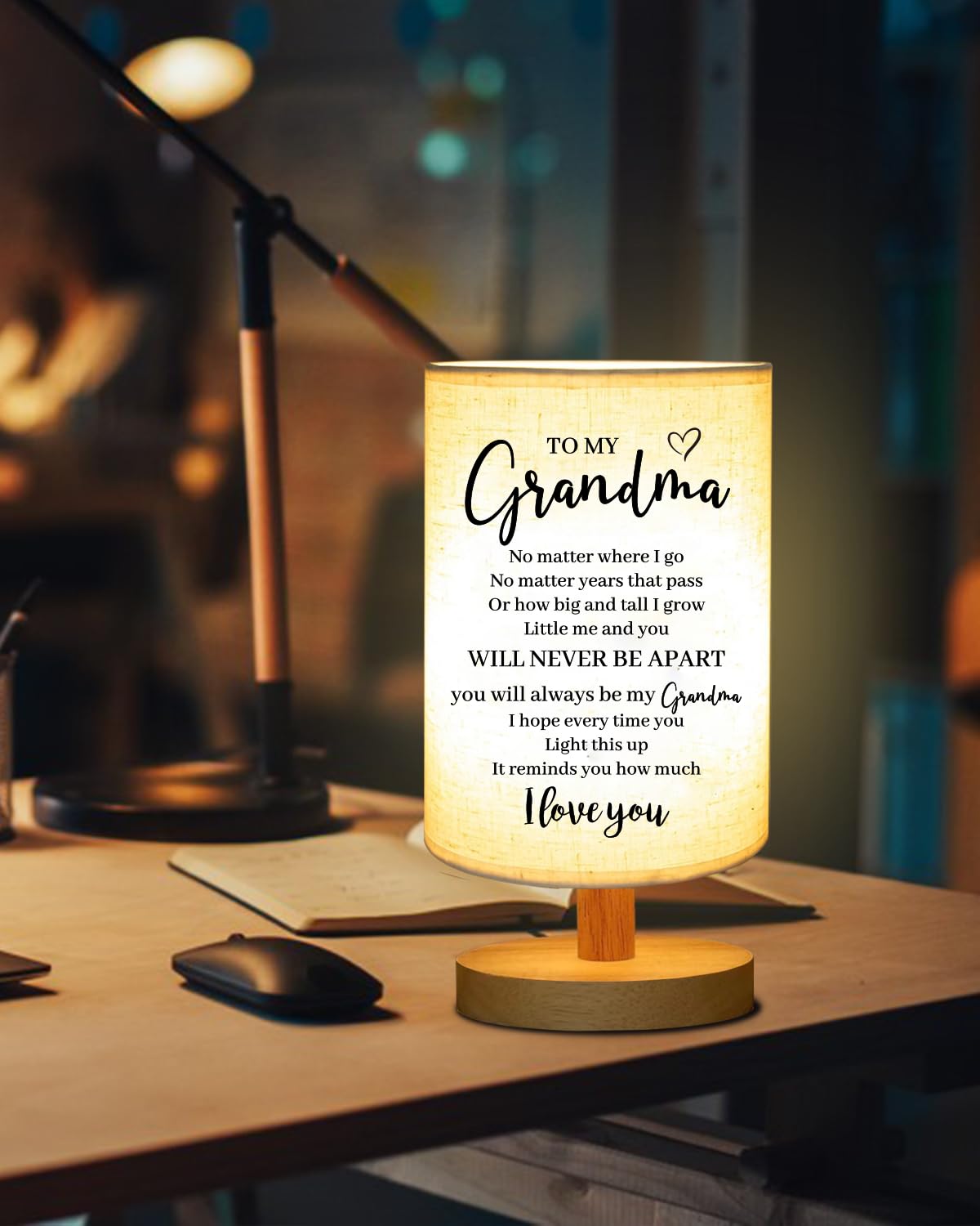 Gorgifty Mothers Day For Grandma From Grandkids, To My Grandma Fabric Table Lamp, Grandma Birthday Christmas , Bedside Table Lamp Presents For Grandma, Nana, Mimi, Gigi