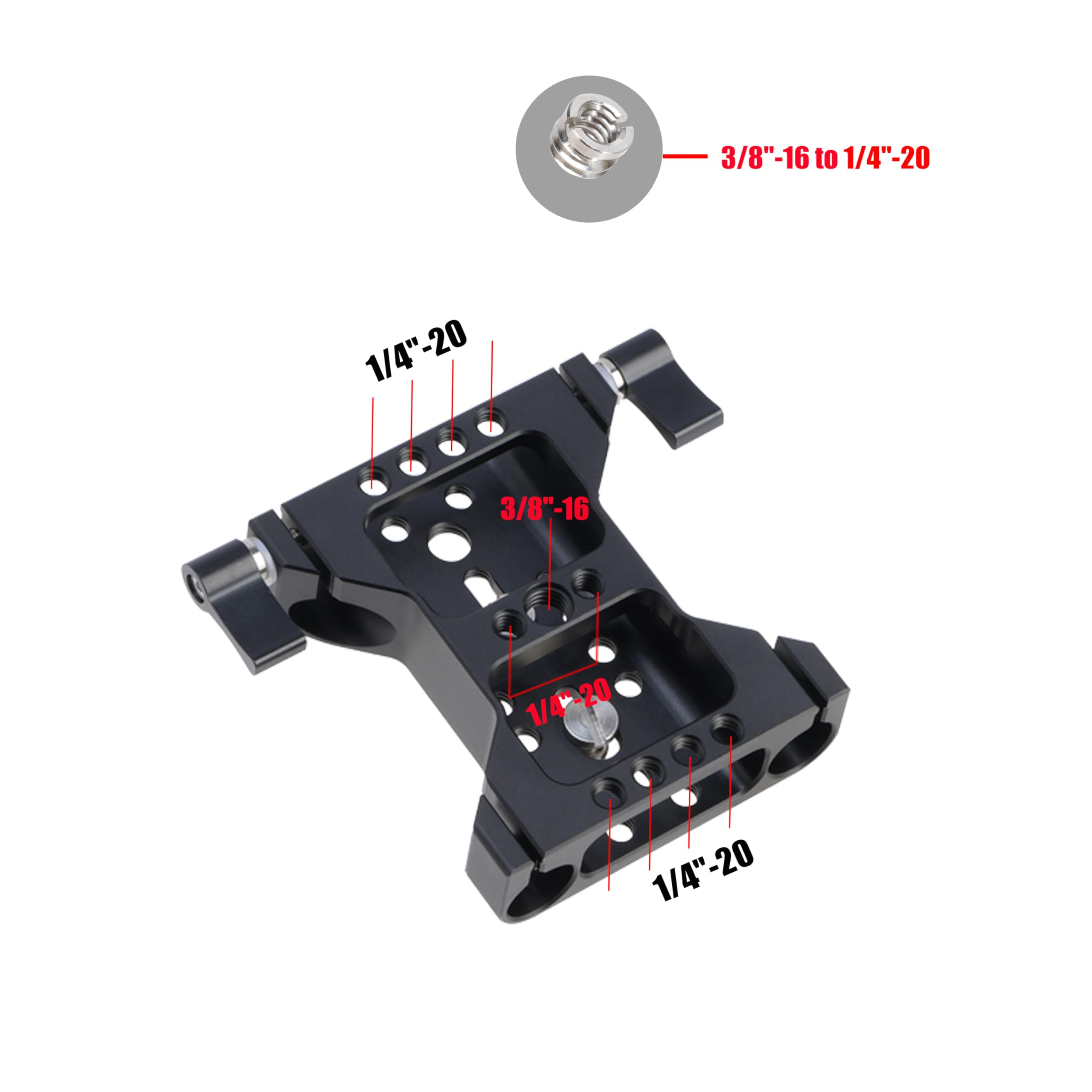 Fotga 15Mm Rail Camera Base Plate With 12Inch Carbon Fiber Rods For Dslr Camera/Cage/Tripod Rig,1/4"-20 3/8"-16 Screw And Holes For Multi-Purpose