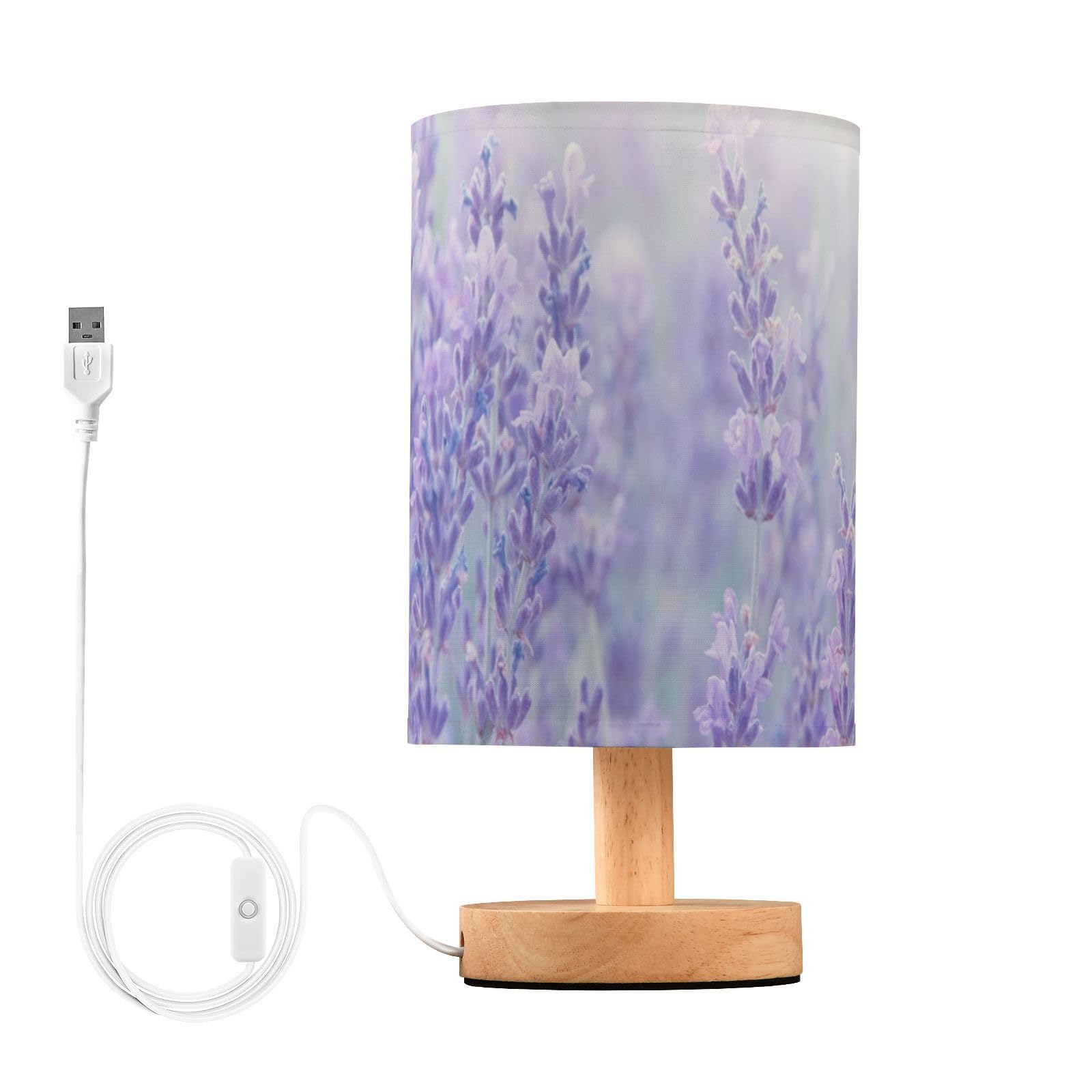 Tamniee Table Lamps Vintage Purple Bedroom Lamps Lavender Violet Flower Field Small Desk Lamps Night Light Decor For Living Room Office Dorm Reading Gray Shade Bedside Lamps