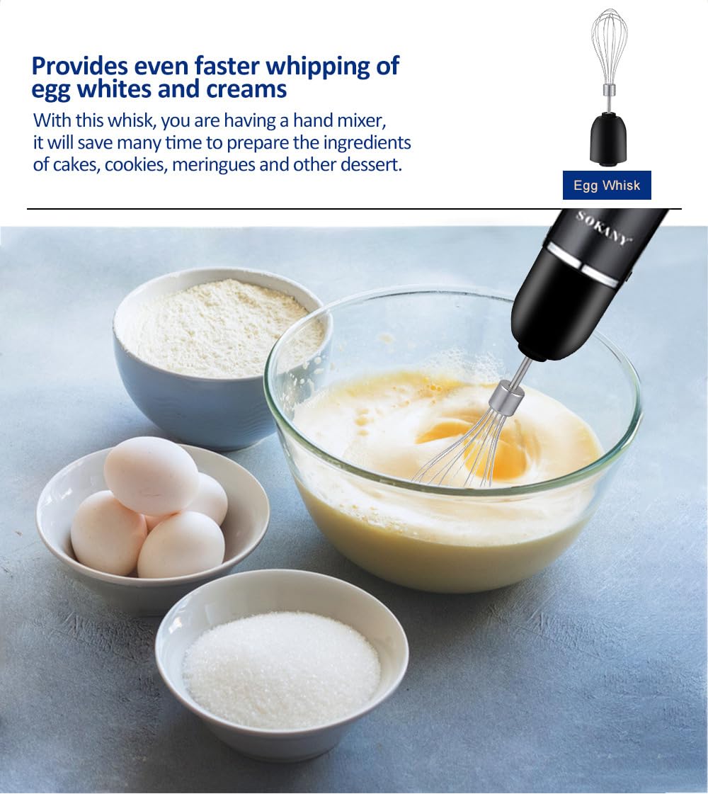 Vovewan 4 In1 Immersion Blender Handheld 304 Stainless Steel Blades, 5 Speed & 3-Angle Adjustable Chopper Beaker Whisk And Beater For Milkshakes Smoothies Soup Baby Food